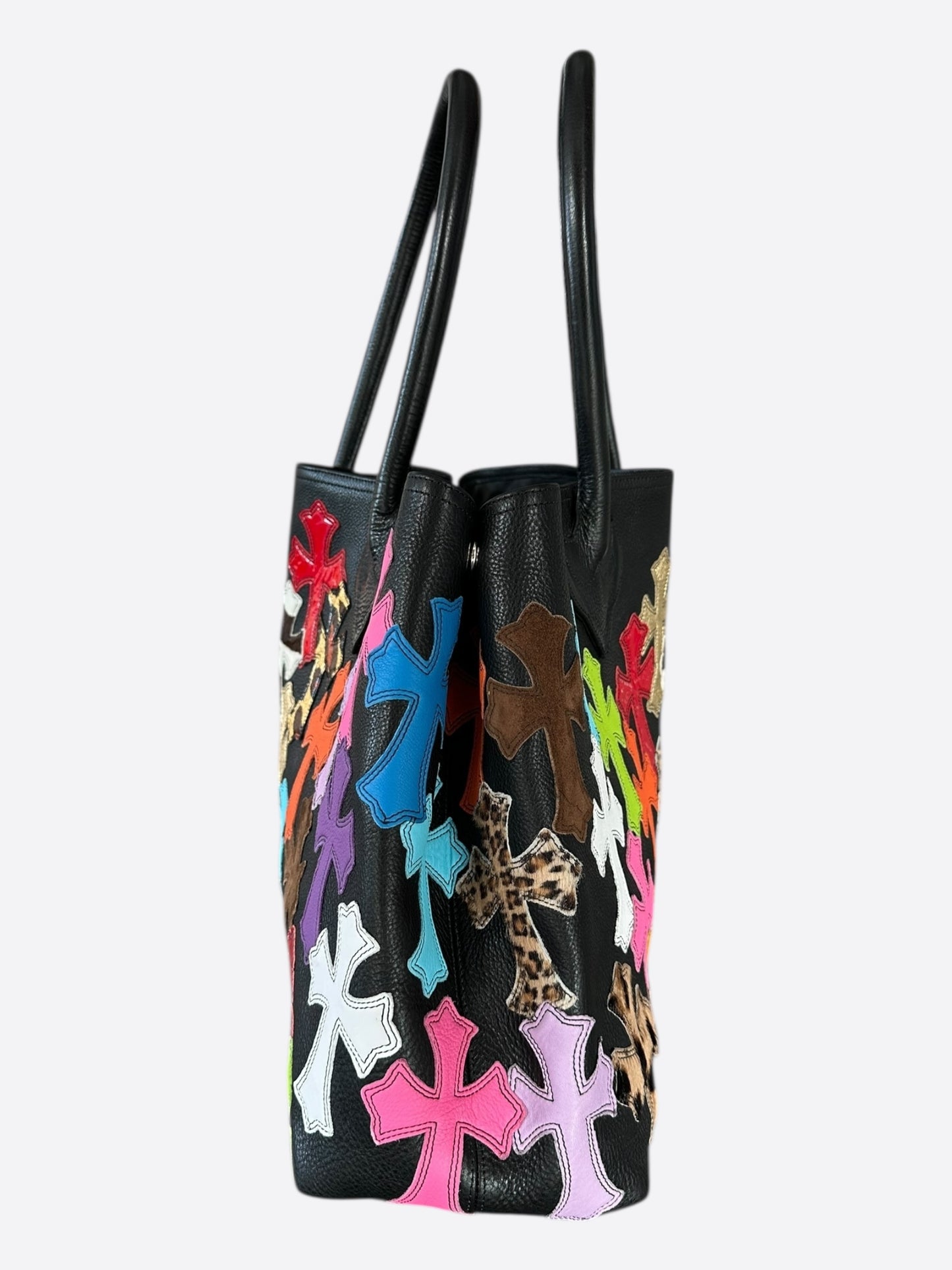 Chrome Hearts Black Multicolor Cross Patch Tote Bag