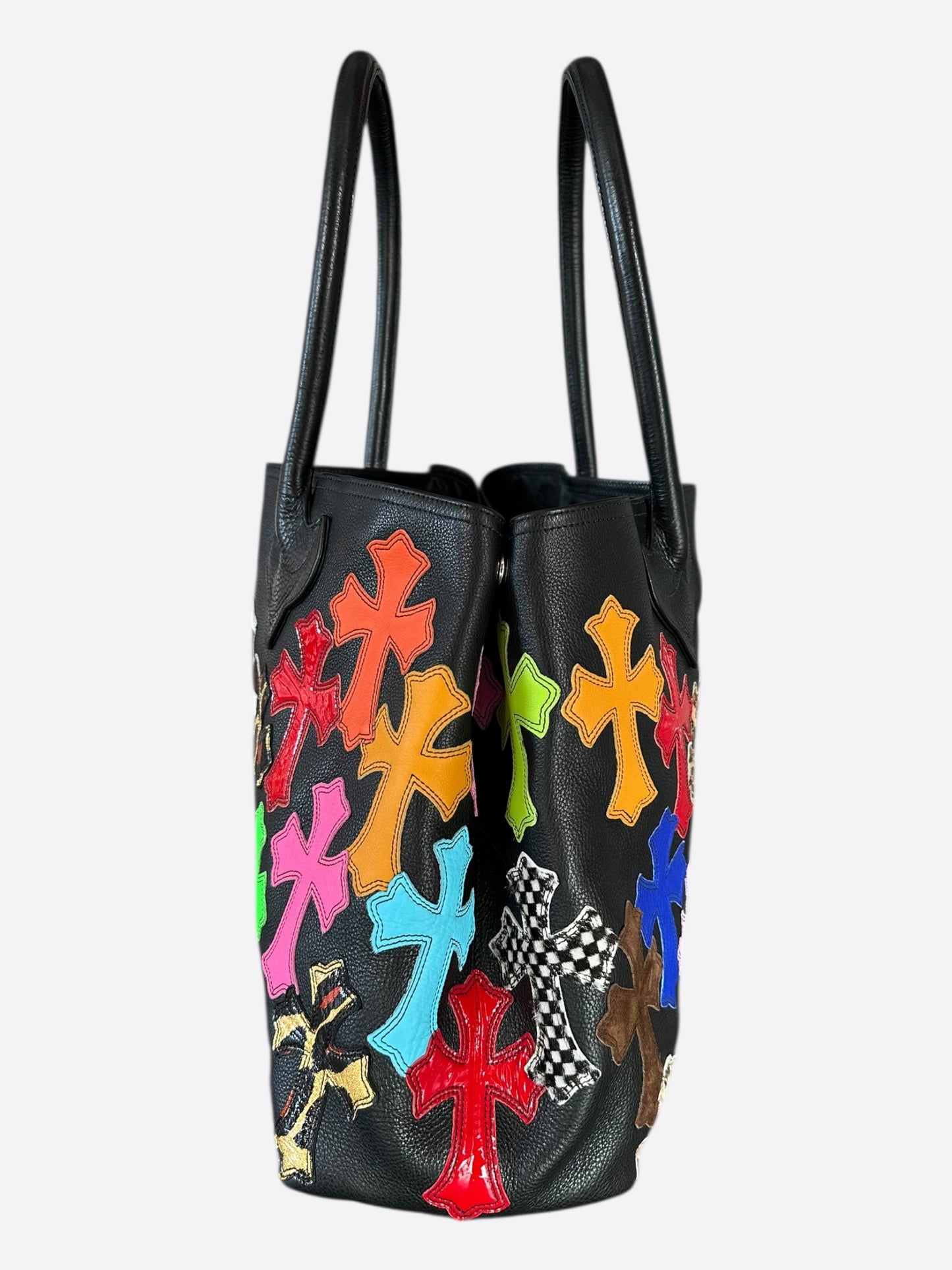 Chrome Hearts Black Multicolor Cross Patch Tote Bag