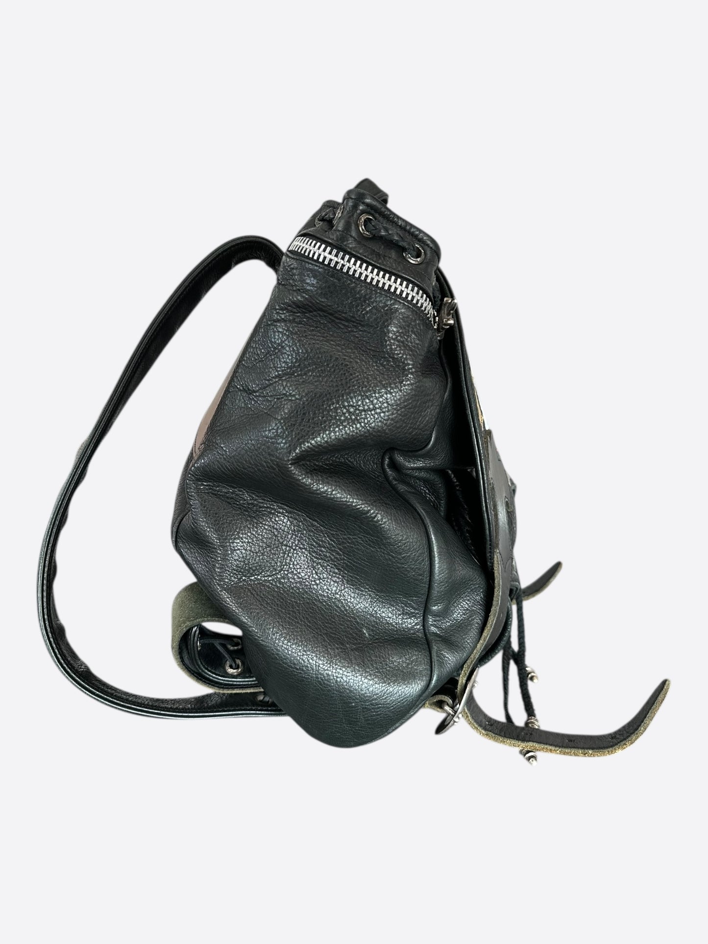 Chrome Hearts Black Multicolor Cross Patch Leather Gunslinger Backpack