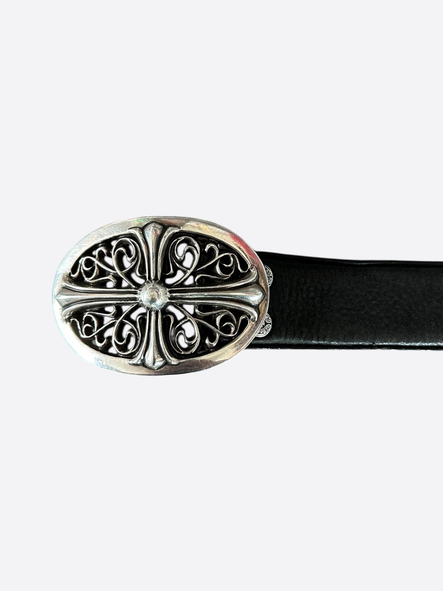 Chrome Hearts Black & Silver Oval Cross Pyramid Belt