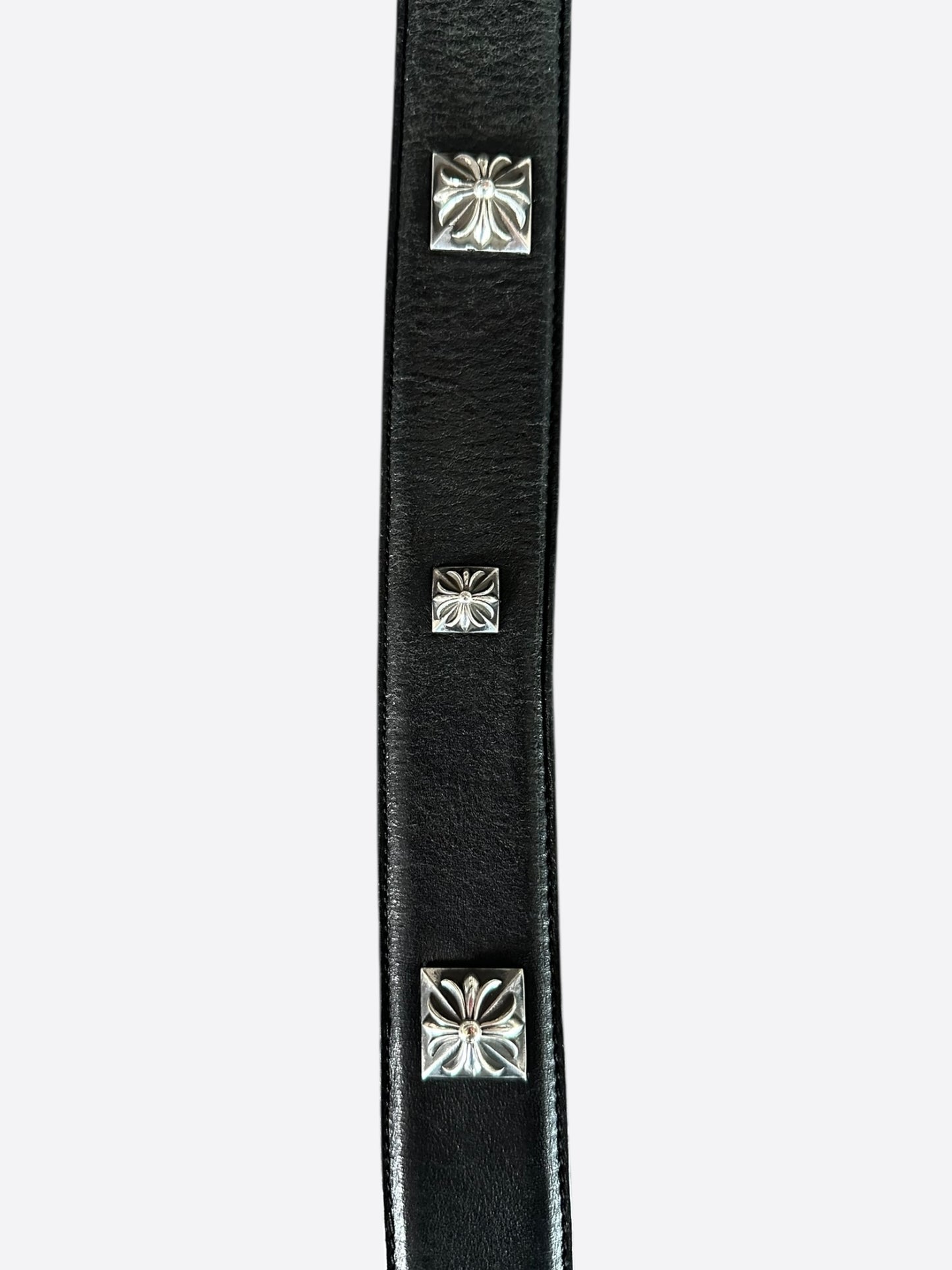 Chrome Hearts Black & Silver Oval Cross Pyramid Belt