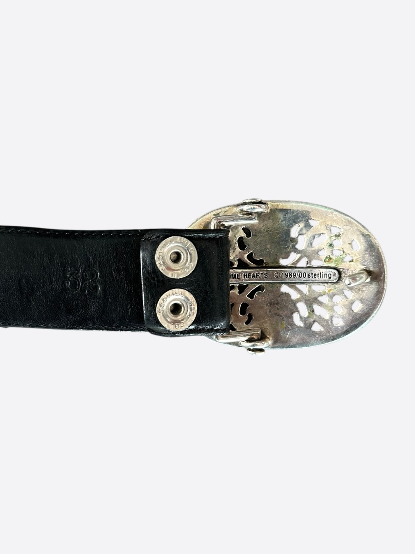 Chrome Hearts Black & Silver Oval Cross Pyramid Belt