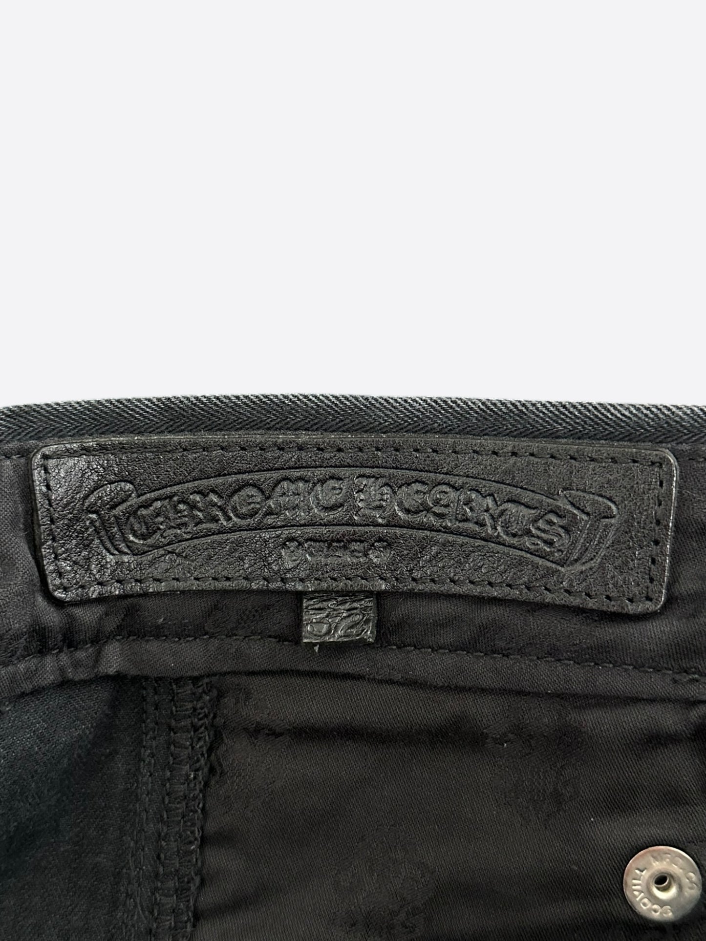 Chrome Hearts Black & White Herringbone Cross Patch Carpenter Pants