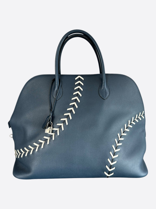 Hermes Blue Togo Baseball Bolide 45