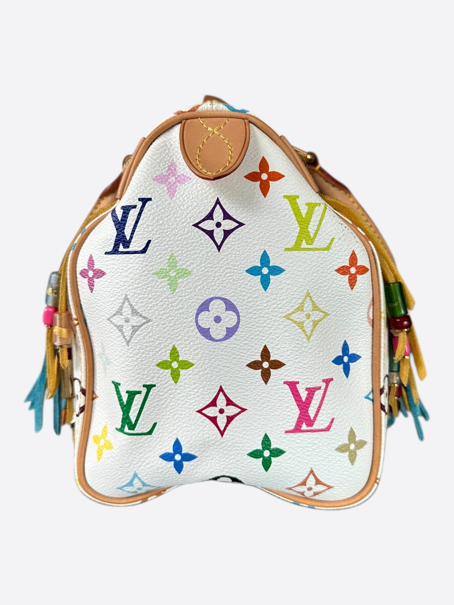 Louis Vuitton White & Multicolor Monogram Fringe Speedy 25