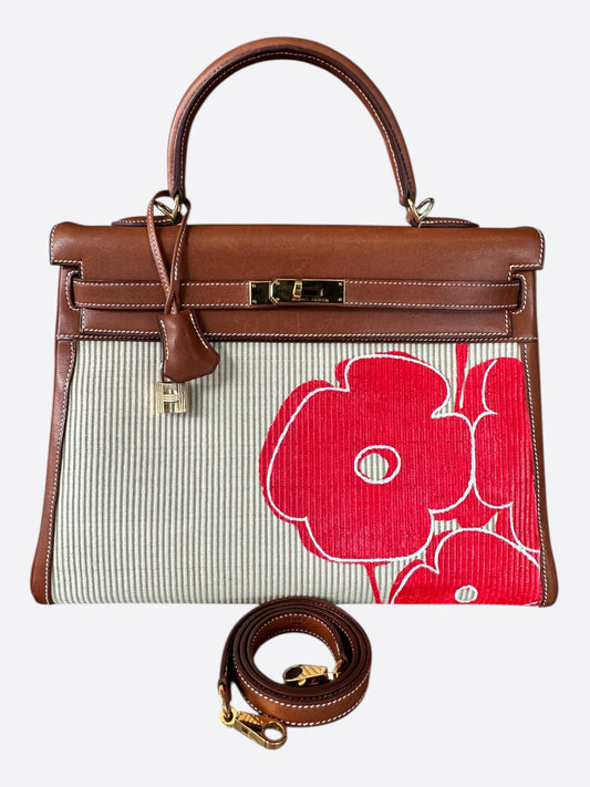 Hermes Brown Swift & Canvas Retourne Kelly 35