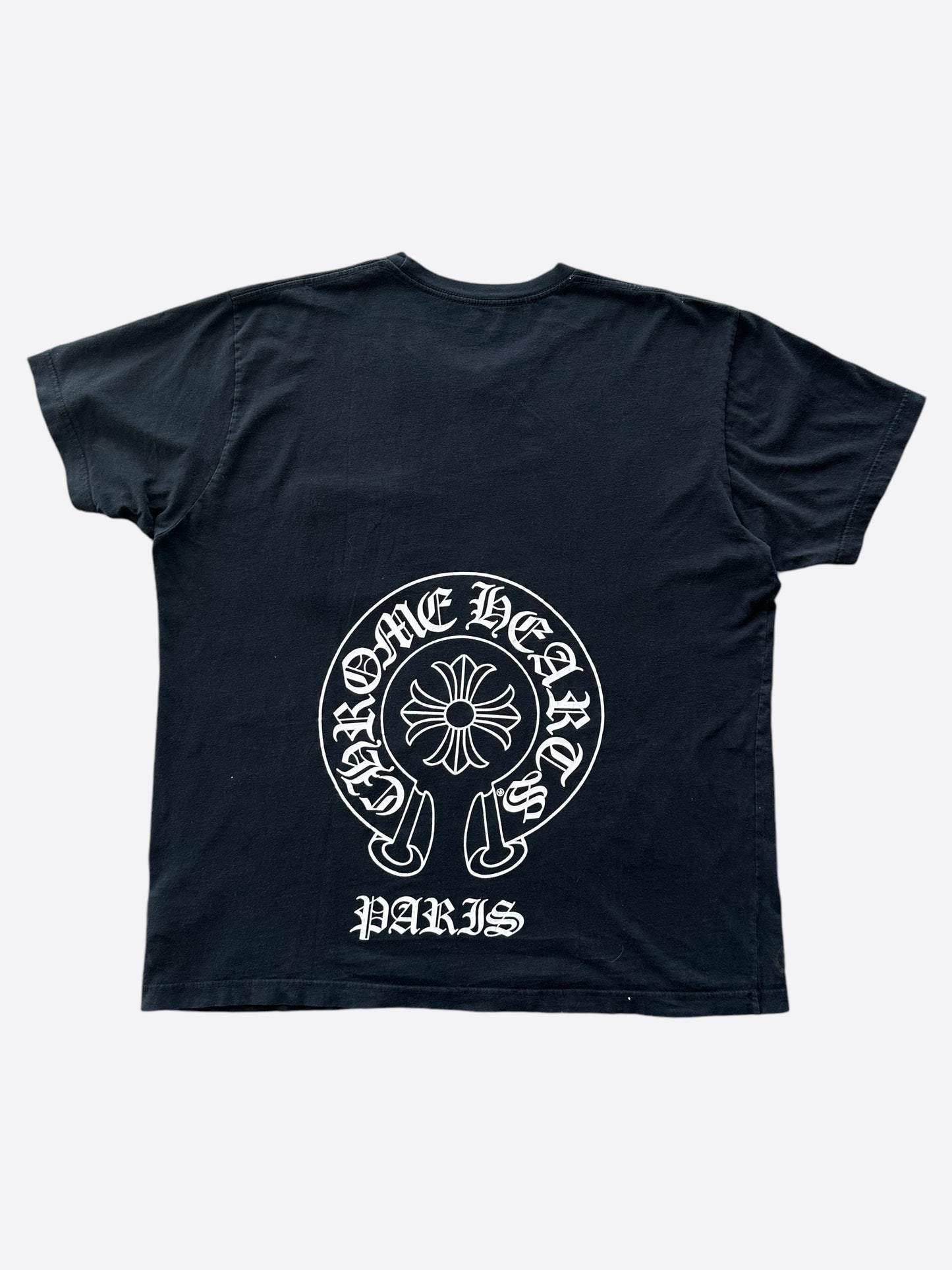 Chrome Hearts Black & White Paris Horseshoe Logo T-Shirt