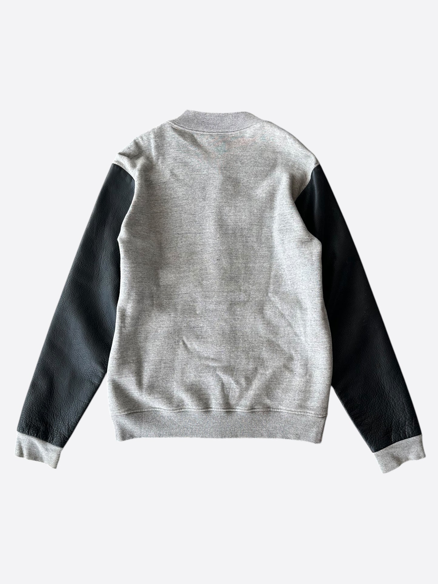 Chrome Hearts Grey & Black Leather Varsity Jacket