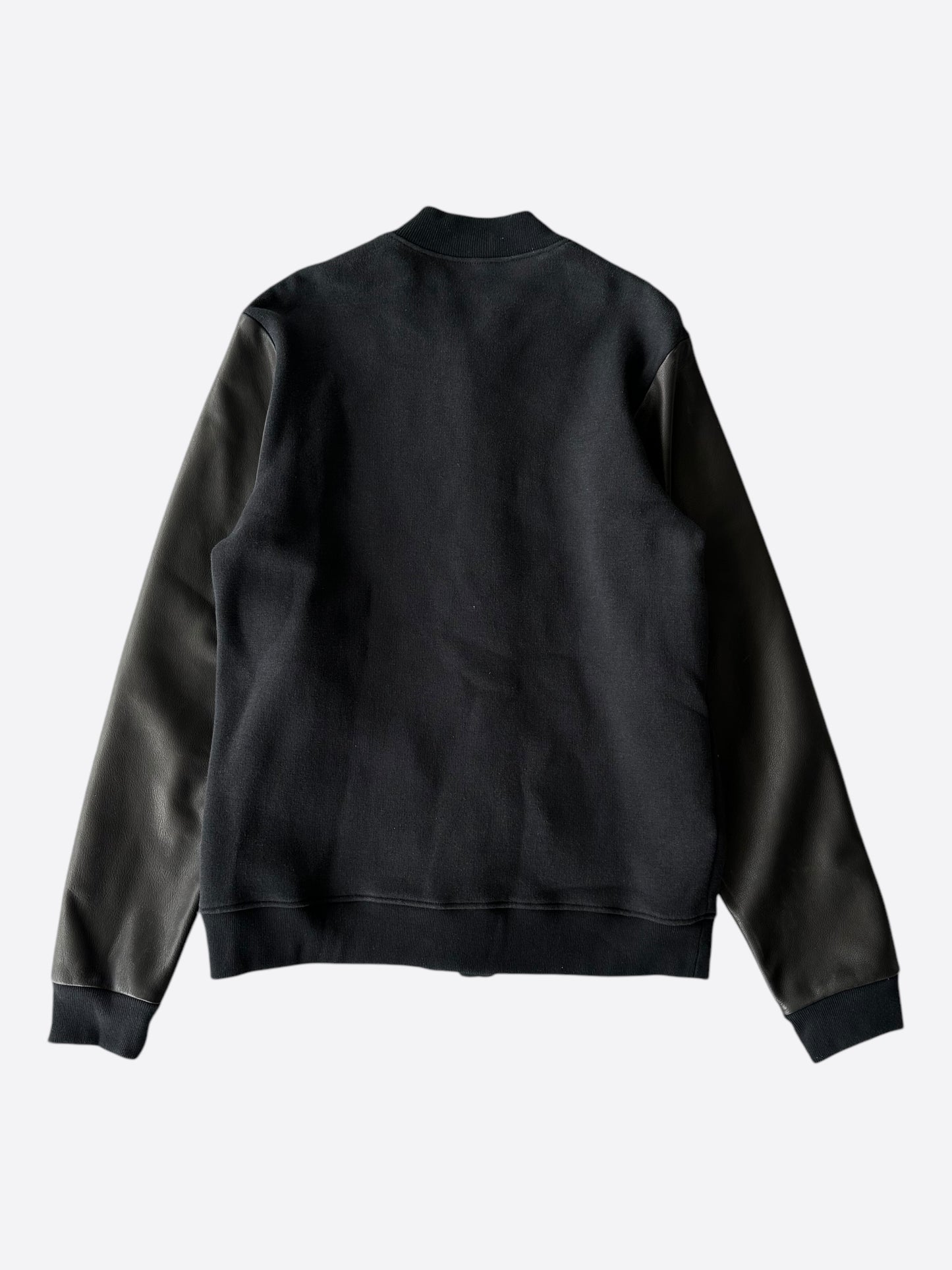 Chrome Hearts Black Leather Varsity Jacket