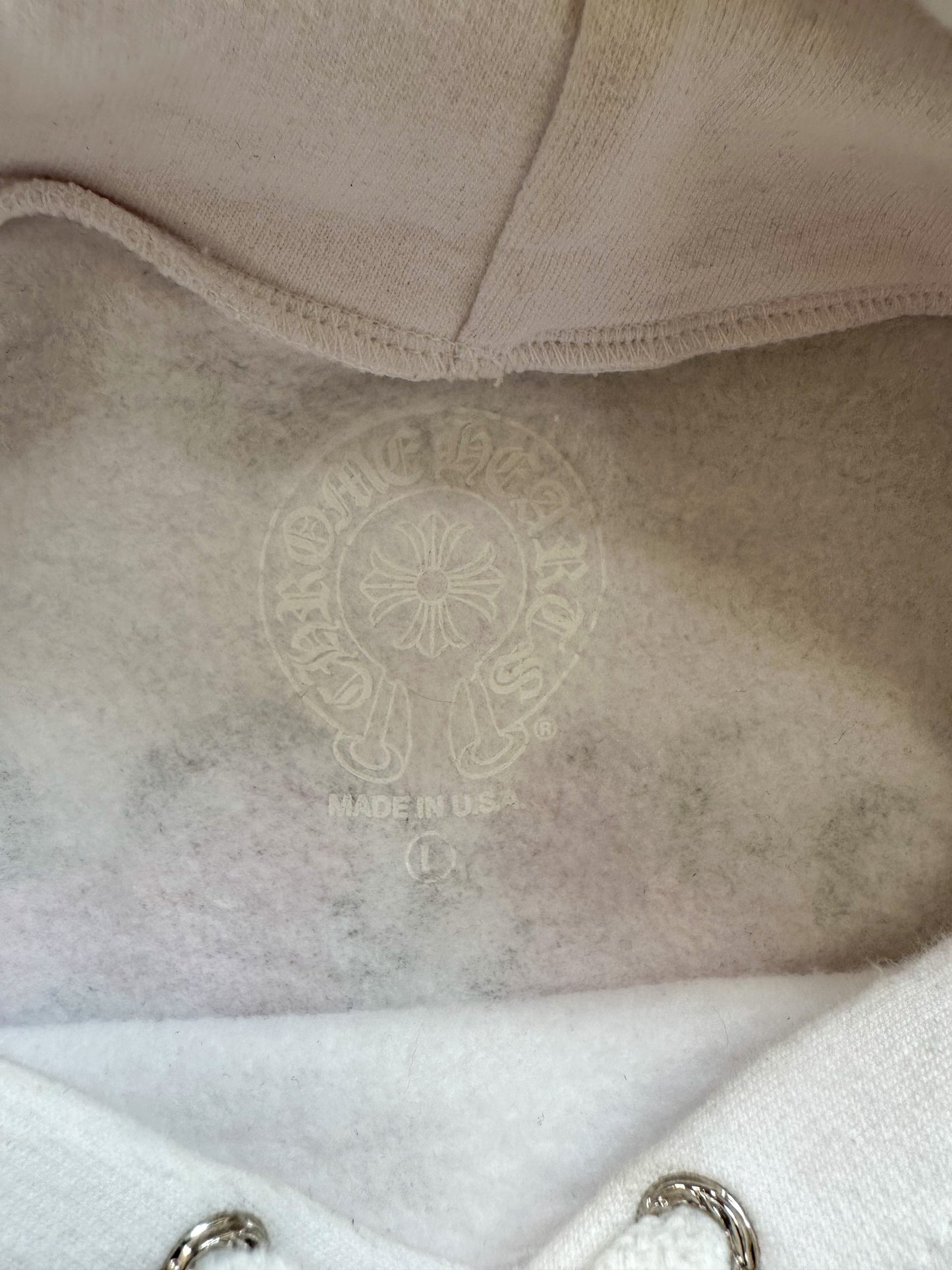 Chrome Hearts White & Pink Dagger Script Hoodie