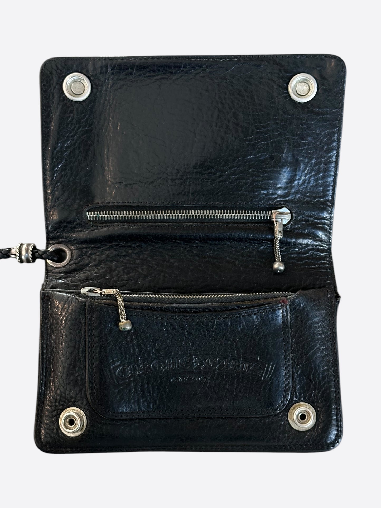 Chrome Hearts Black Leather Bolo Cord Wallet