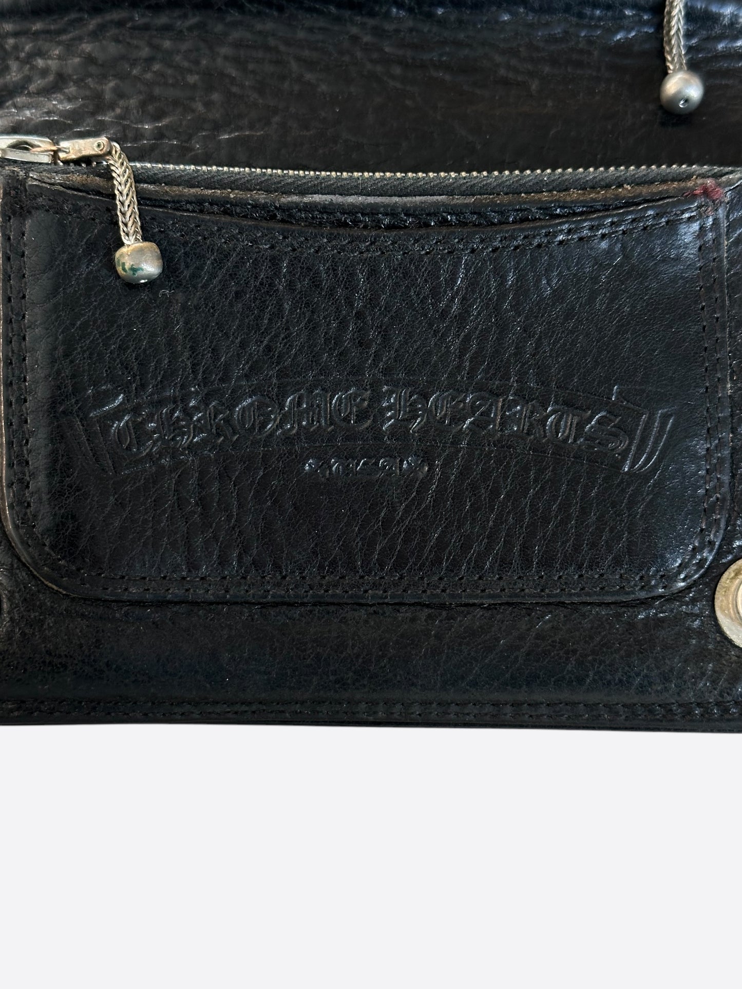 Chrome Hearts Black Leather Bolo Cord Wallet