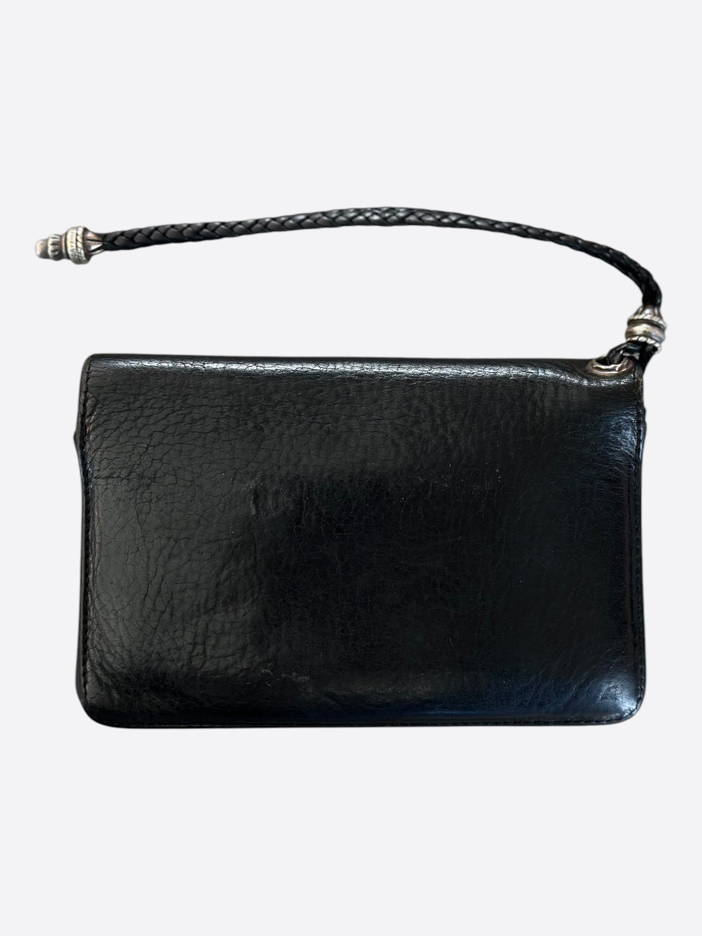Chrome Hearts Black Leather Bolo Cord Wallet
