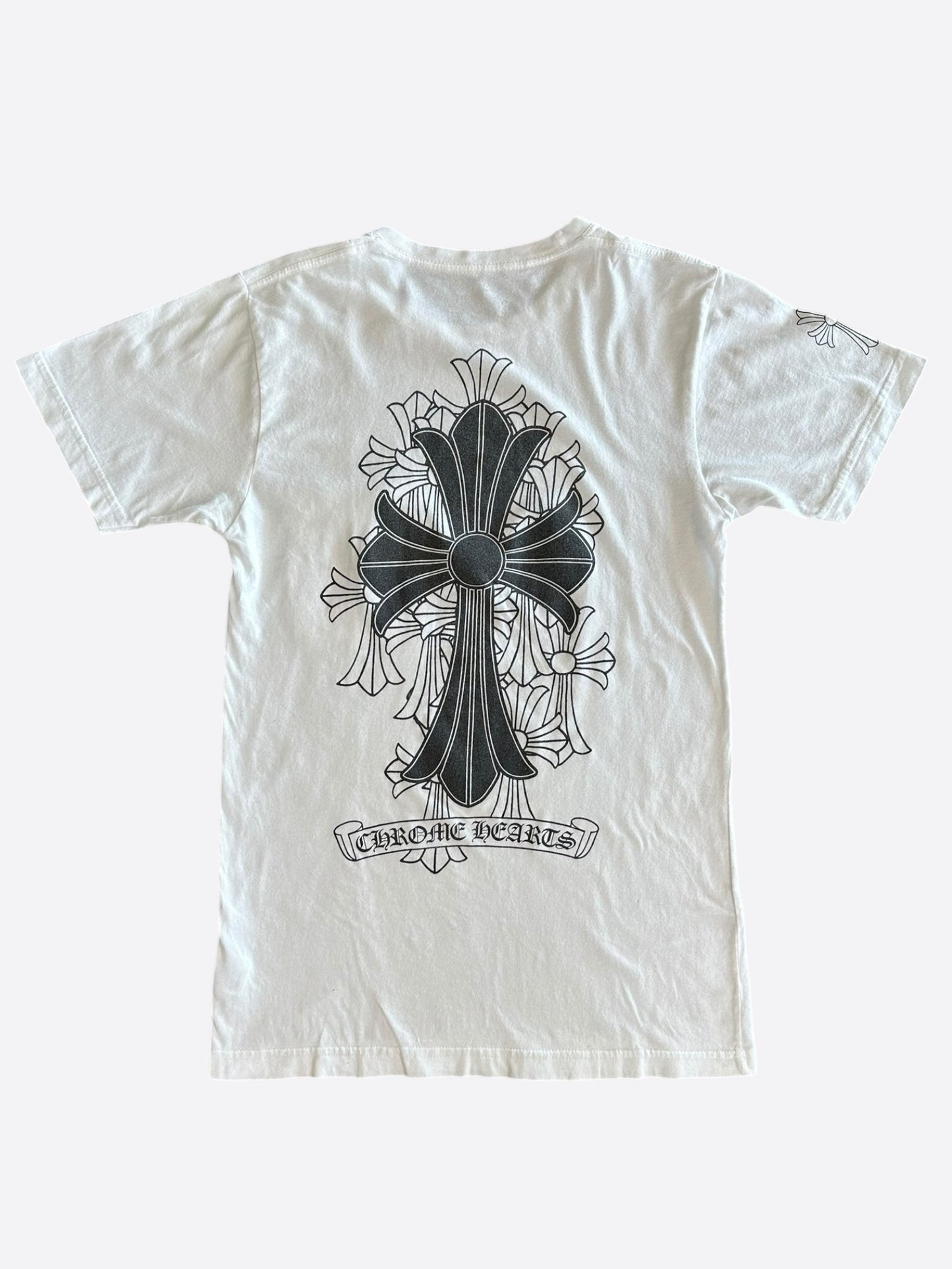 Chrome Hearts White & Black Cemetery Cross Logo T-Shirt