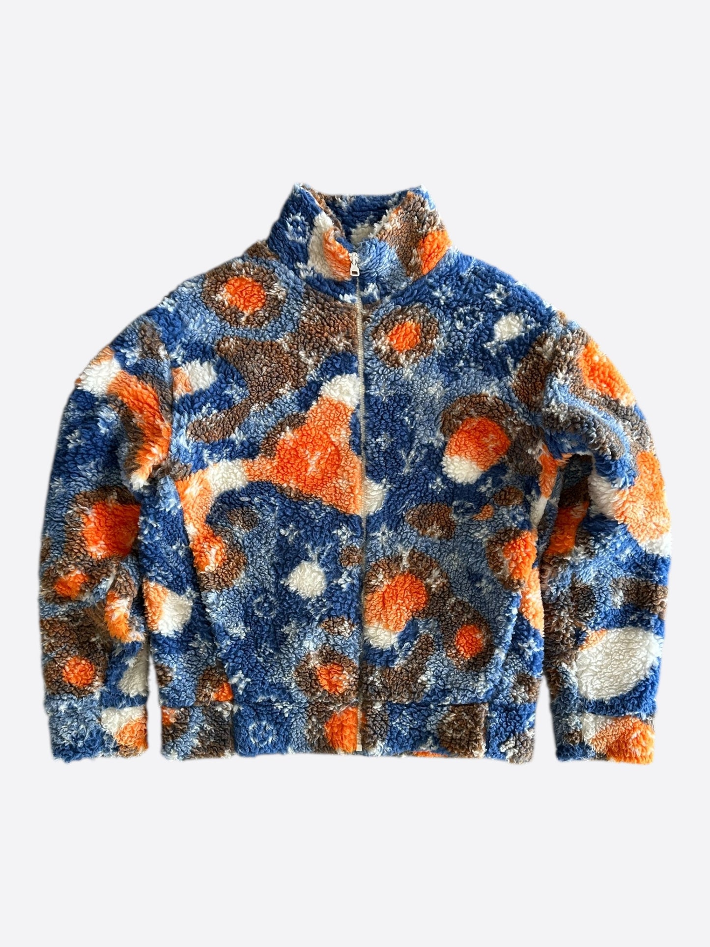 Louis Vuitton Blue & Orange Camo Monogram Fleece Zip Up Jacket