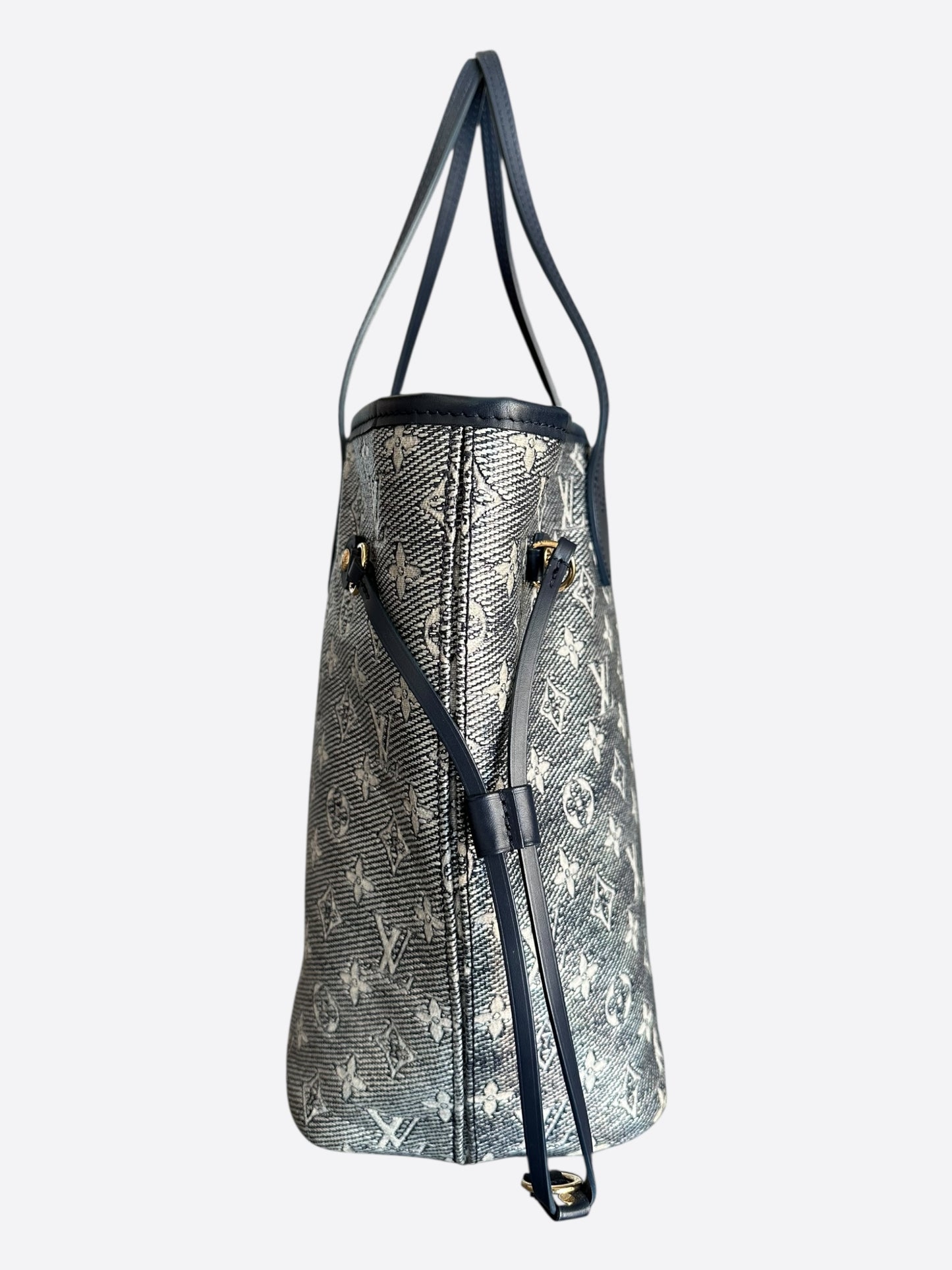 Louis Vuitton Navy & White Iridescent Monogram Neverfull MM