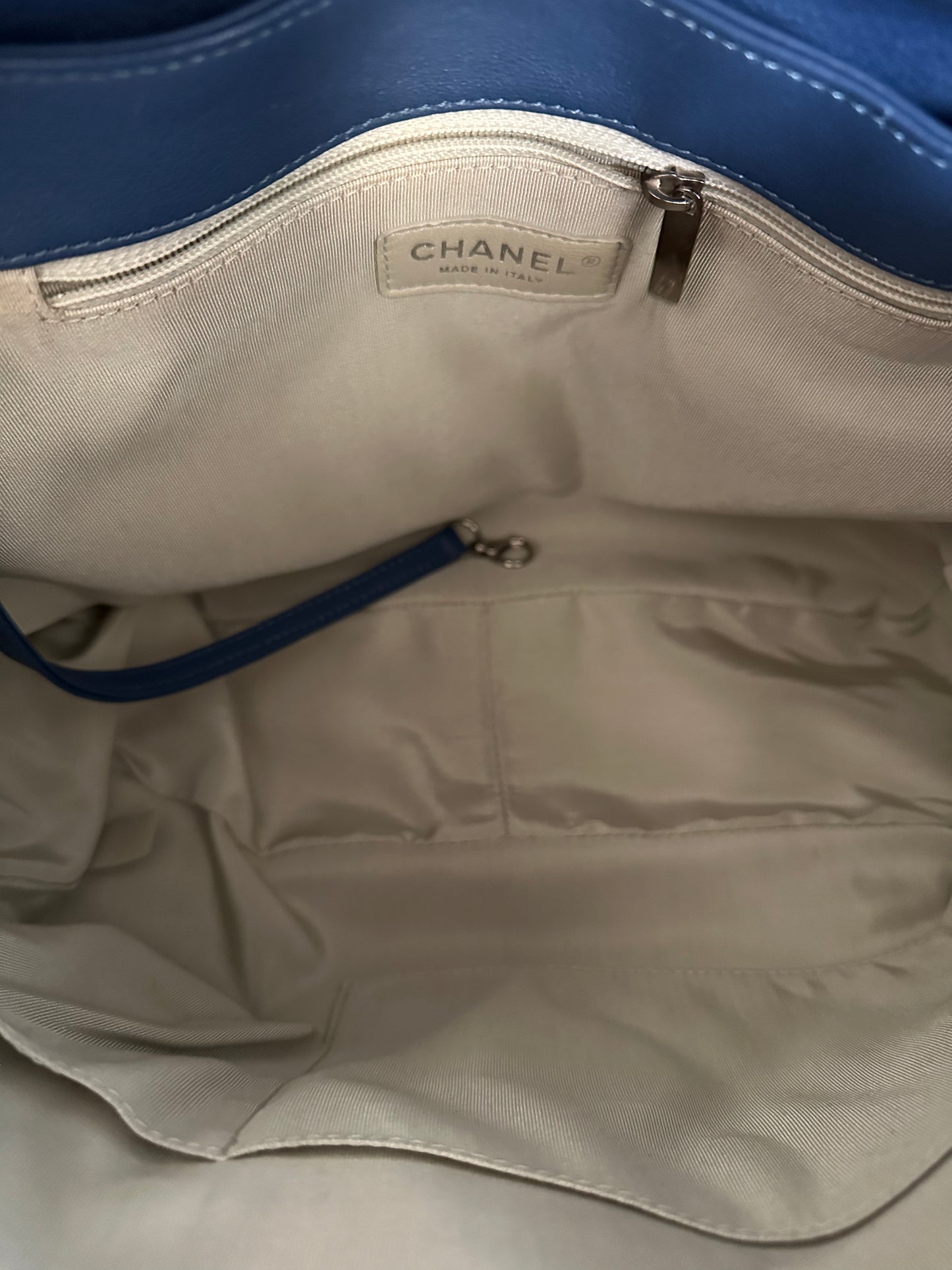 Chanel Navy Lambskin Quilted Chain Around Maxi Flap Bag