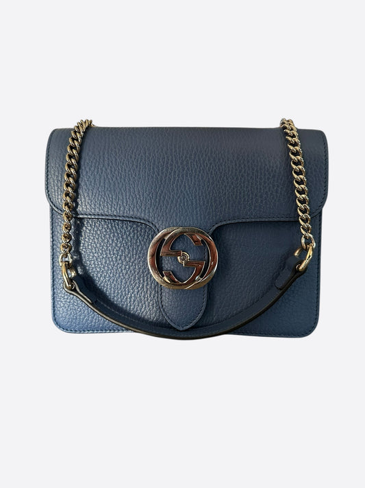 Gucci Navy Small Dollar Interlocking G Shoulder Bag