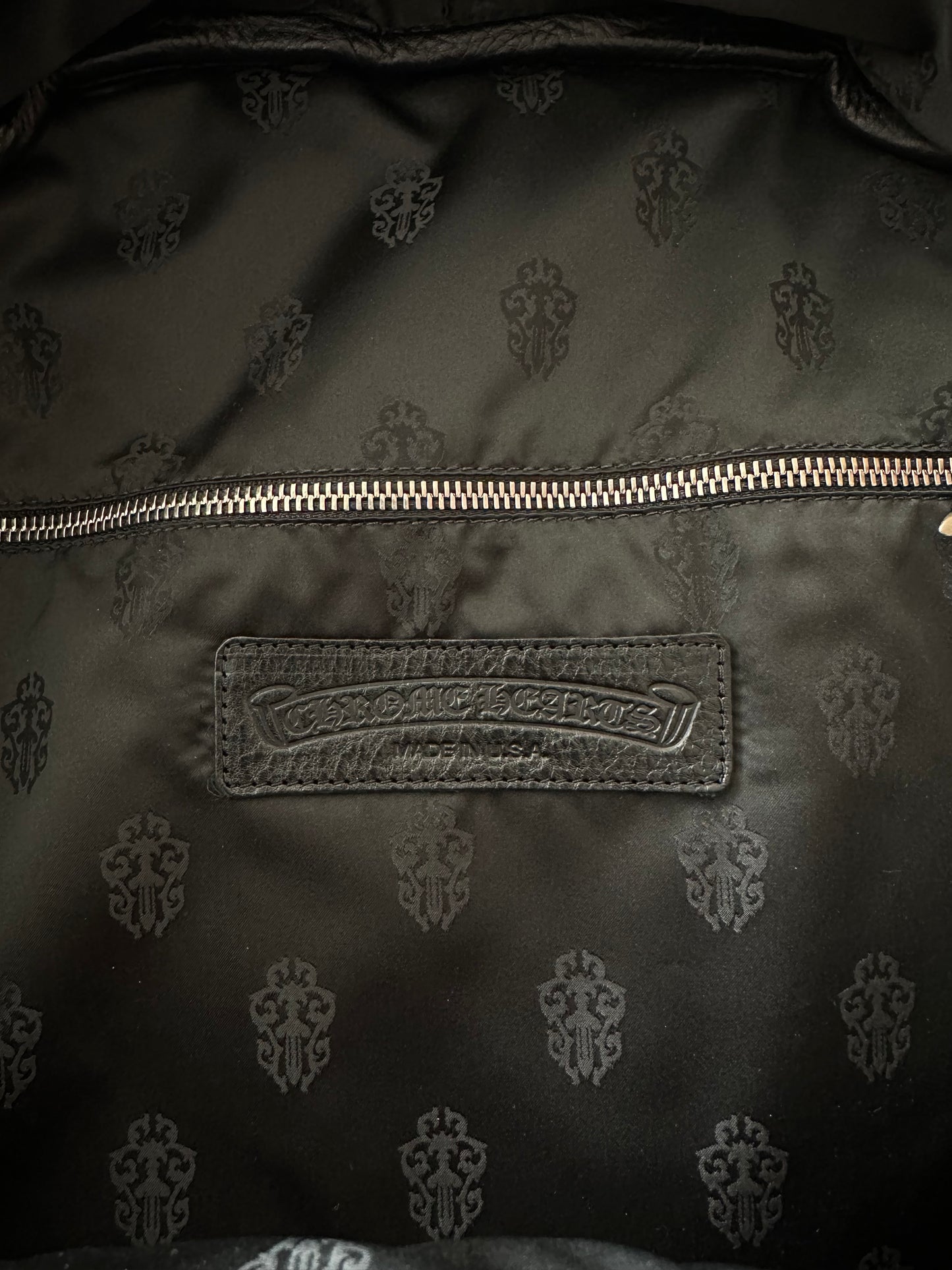 Chrome Hearts Black Multicolor Cross Patch Leather Backpack