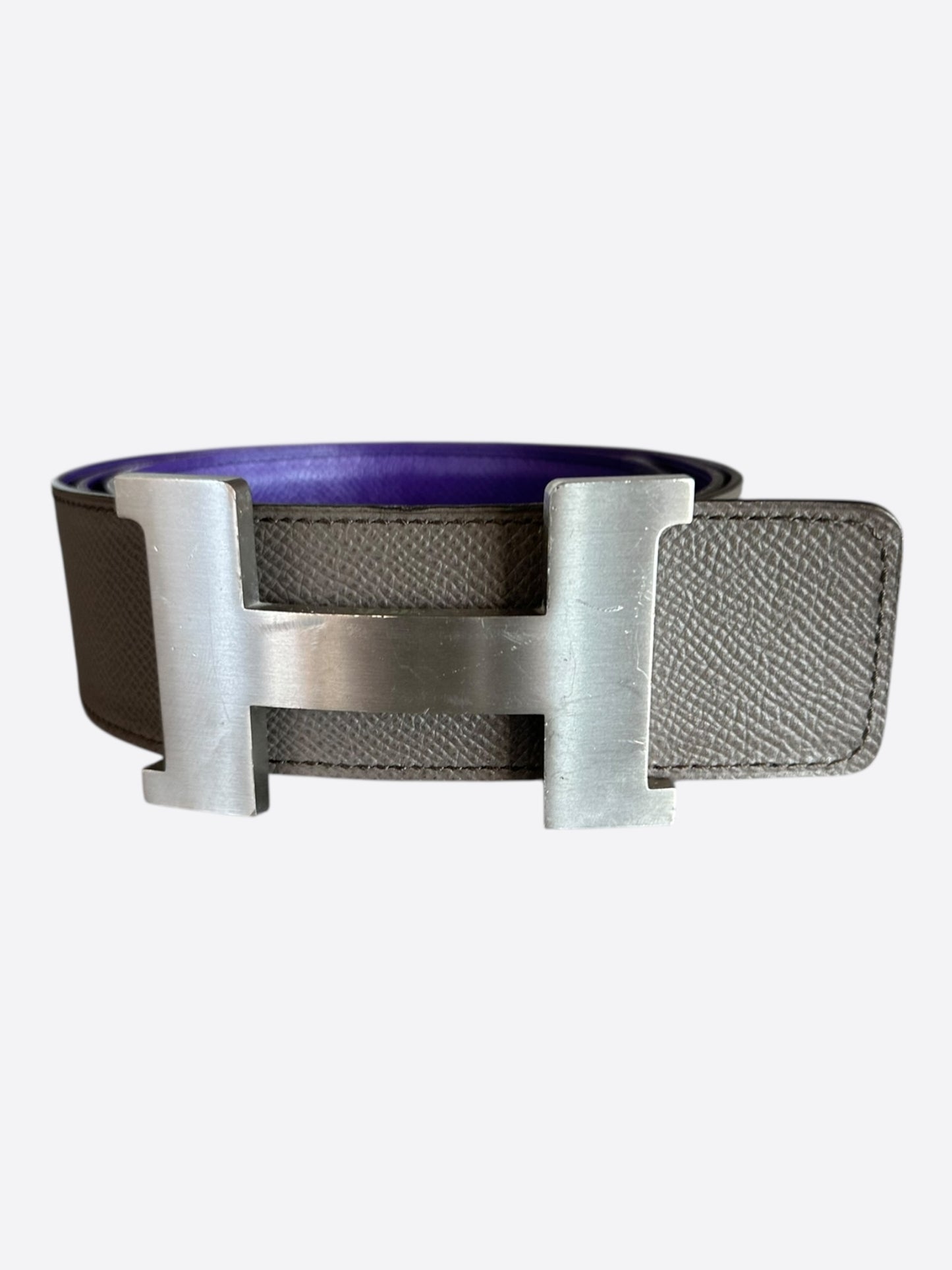 Hermes Grey & Purple Reversible H Belt