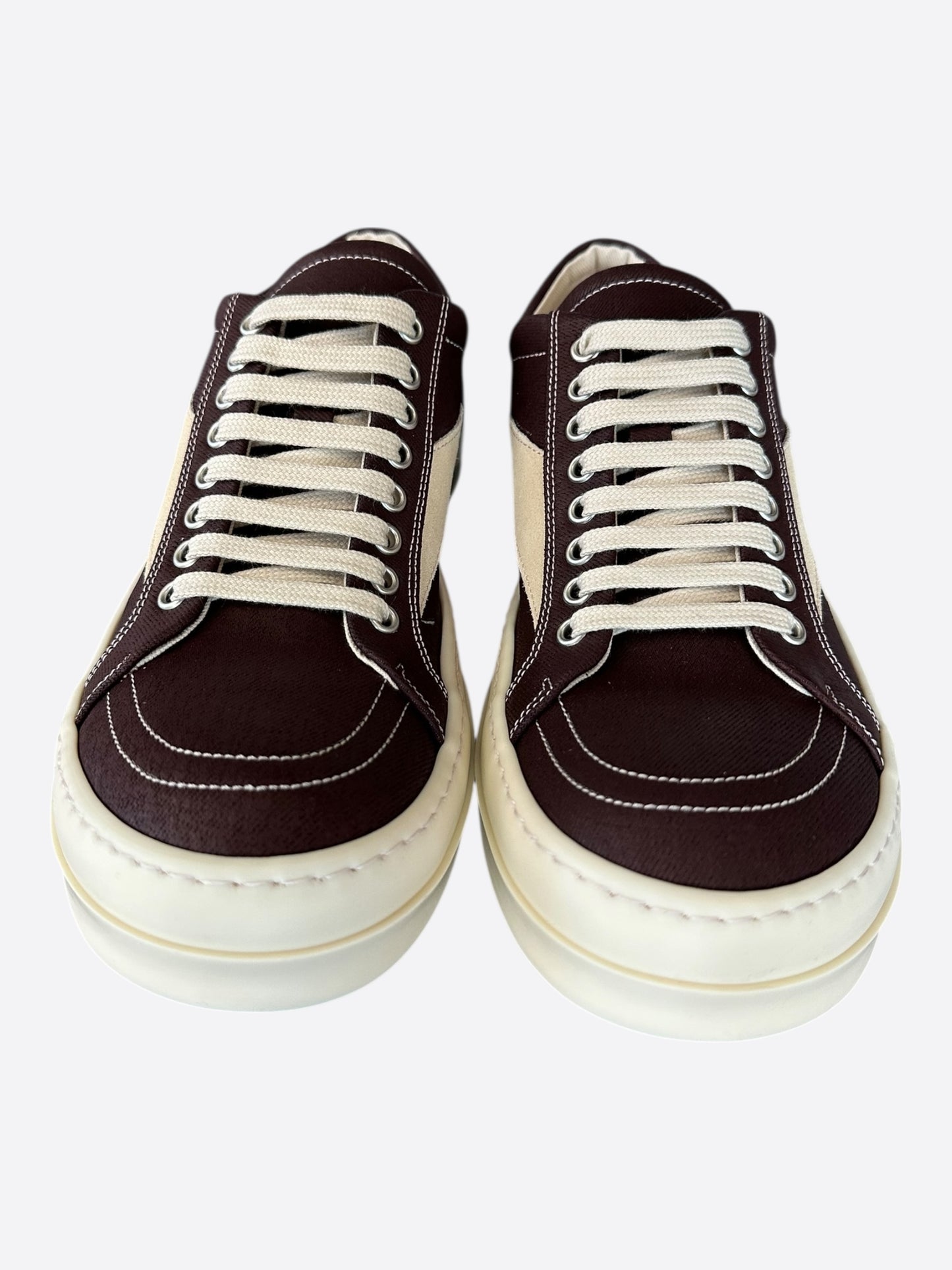 Rick Owens Brown & White Vintage Low Top Sneakers