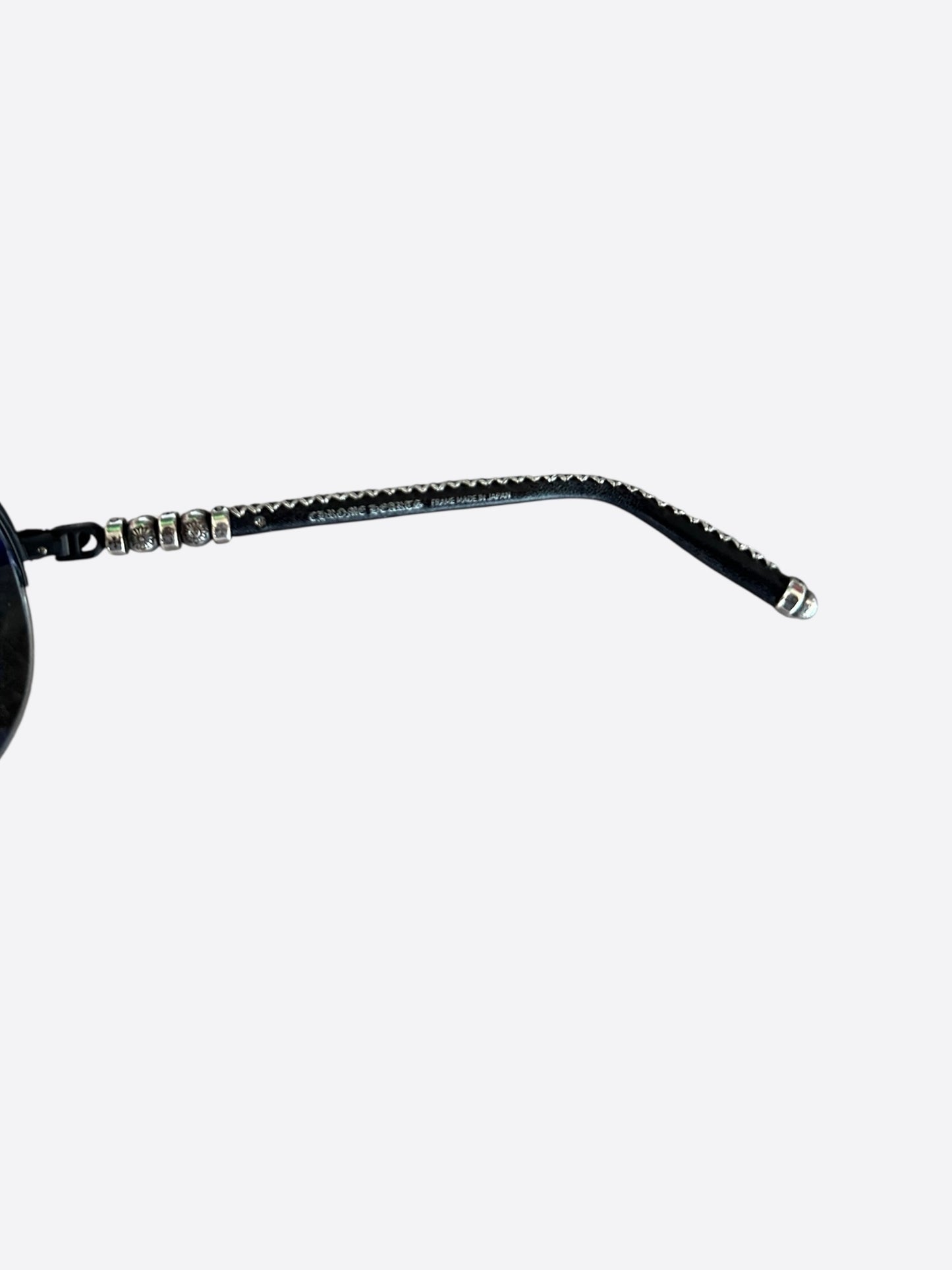 Chrome Hearts Black Leather & Silver Balls Sunglasses