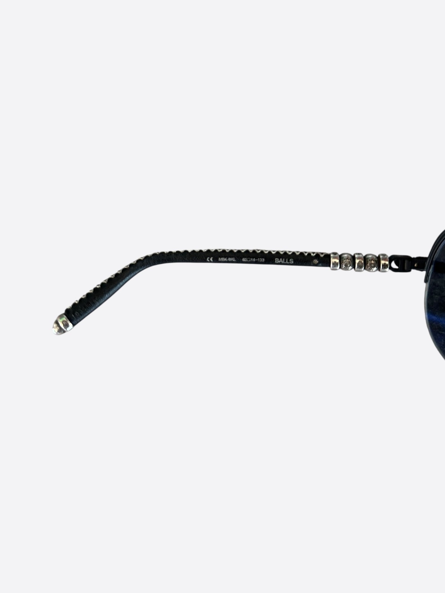 Chrome Hearts Black Leather & Silver Balls Sunglasses
