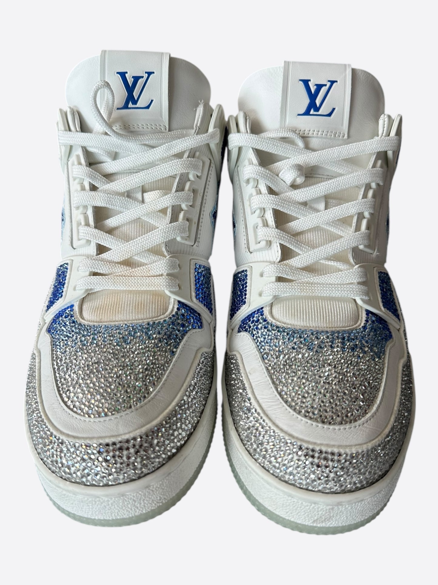 Louis Vuitton Swarovski Blue & White Monogram Hightop Trainers
