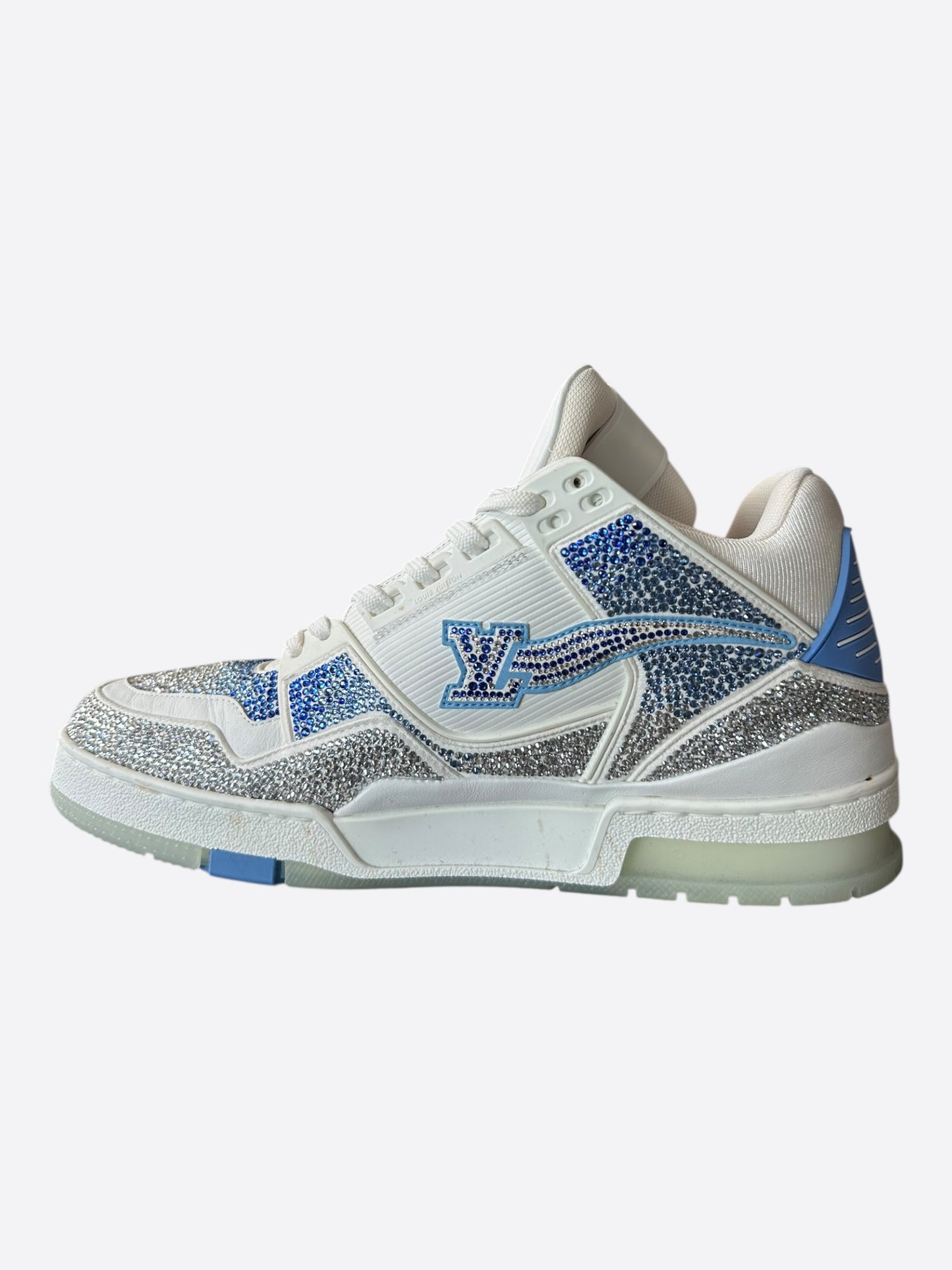Louis Vuitton Swarovski Blue & White Monogram Hightop Trainers