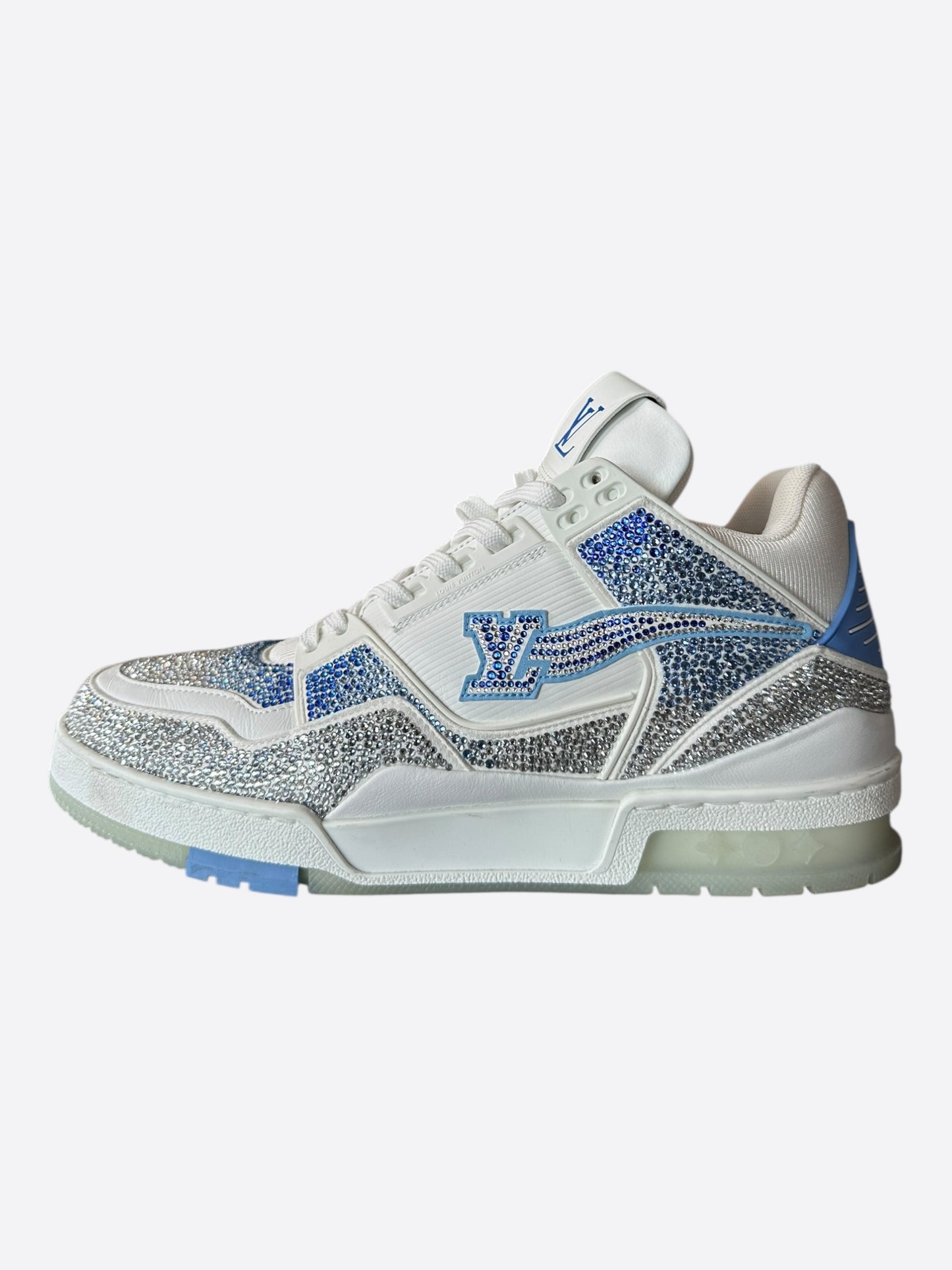 Louis Vuitton Swarovski Blue & White Monogram Hightop Trainers