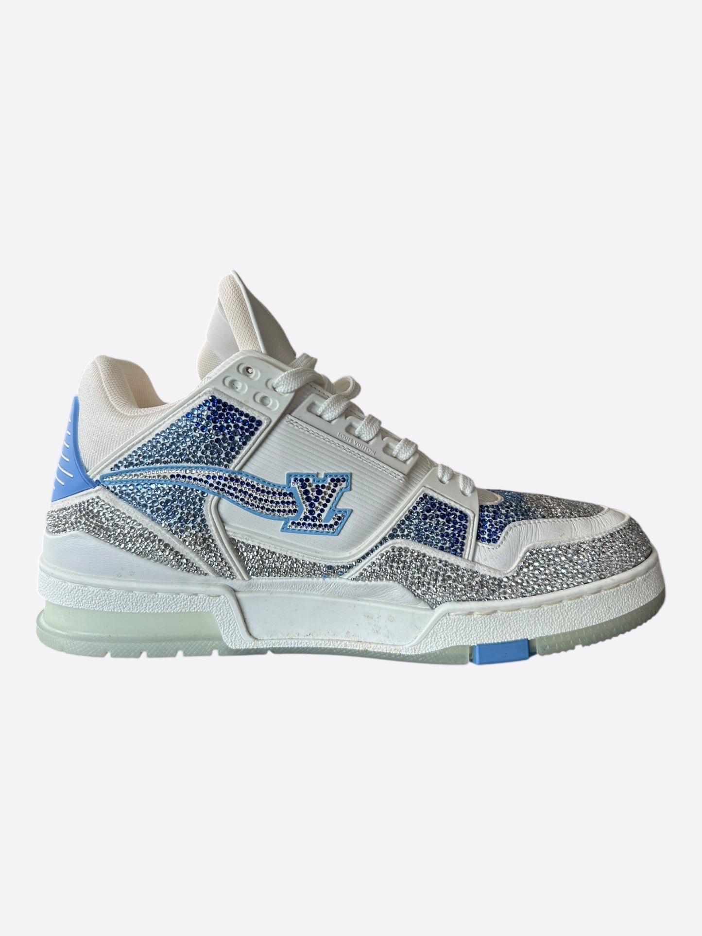 Louis Vuitton Swarovski Blue & White Monogram Hightop Trainers