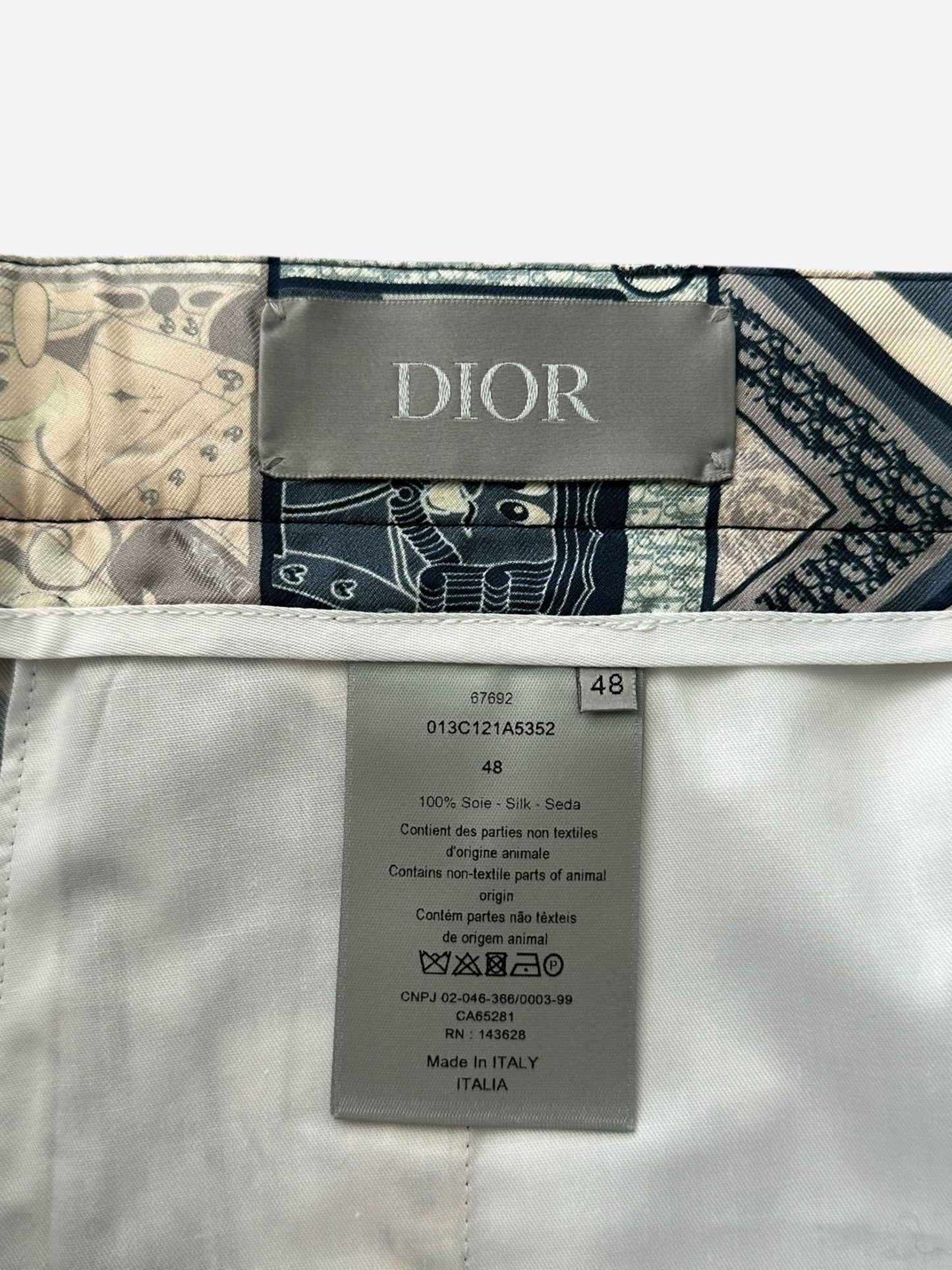 Dior Kenny Scharf Blue & White Playing Cards Silk Shorts