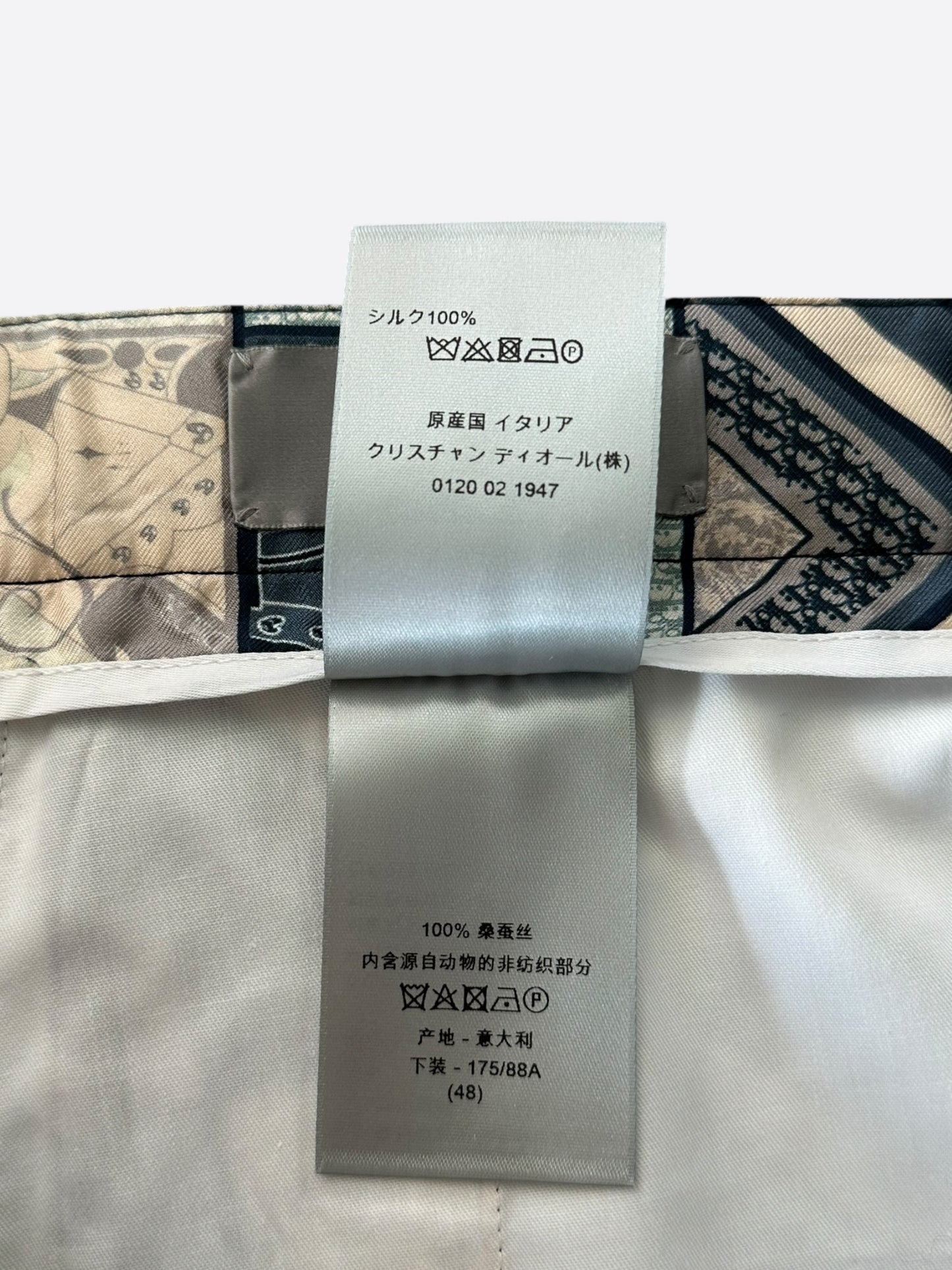 Dior Kenny Scharf Blue & White Playing Cards Silk Shorts