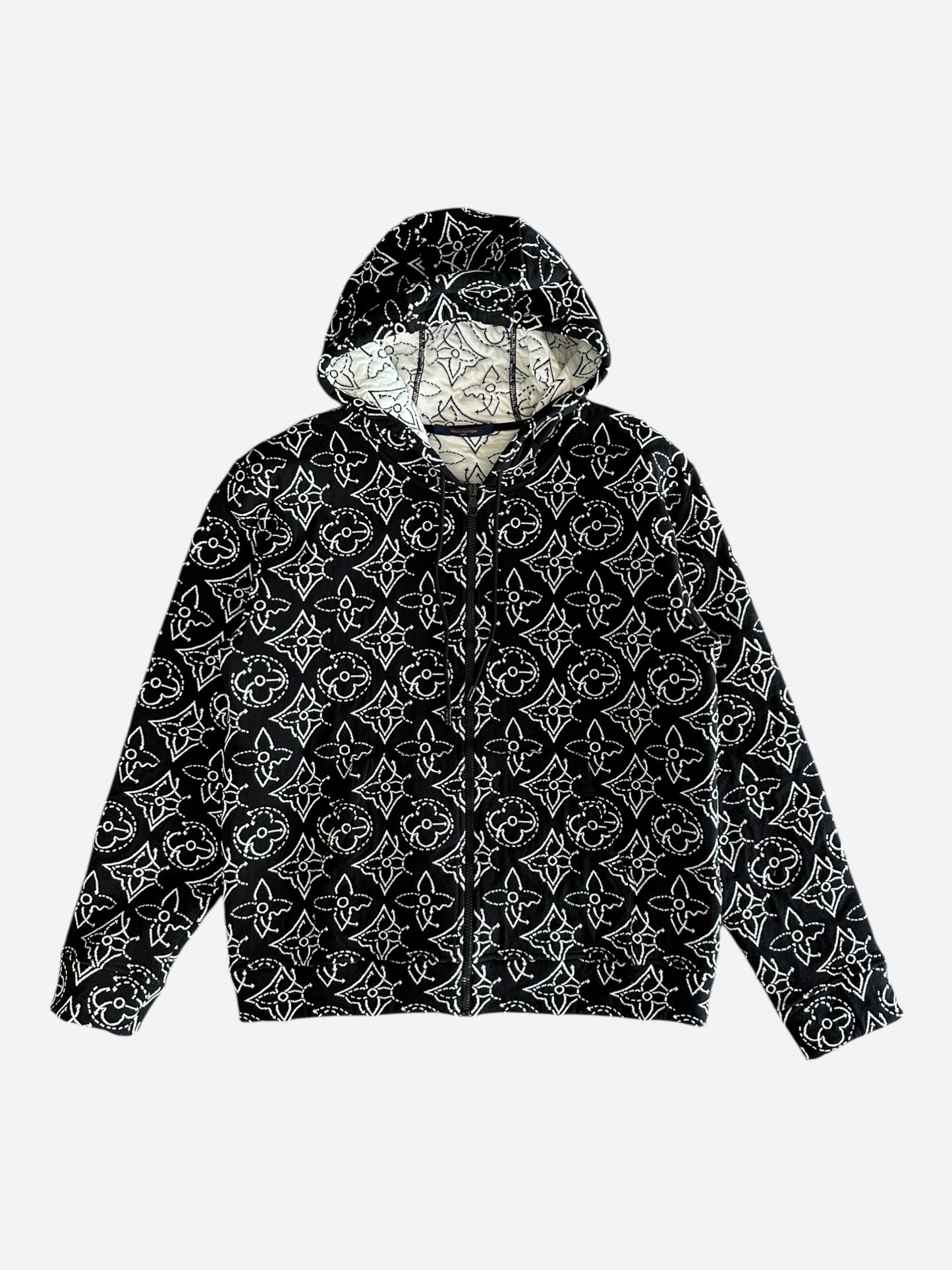 Louis Vuitton Black & White NBA Monogram Zip Up Hoodie
