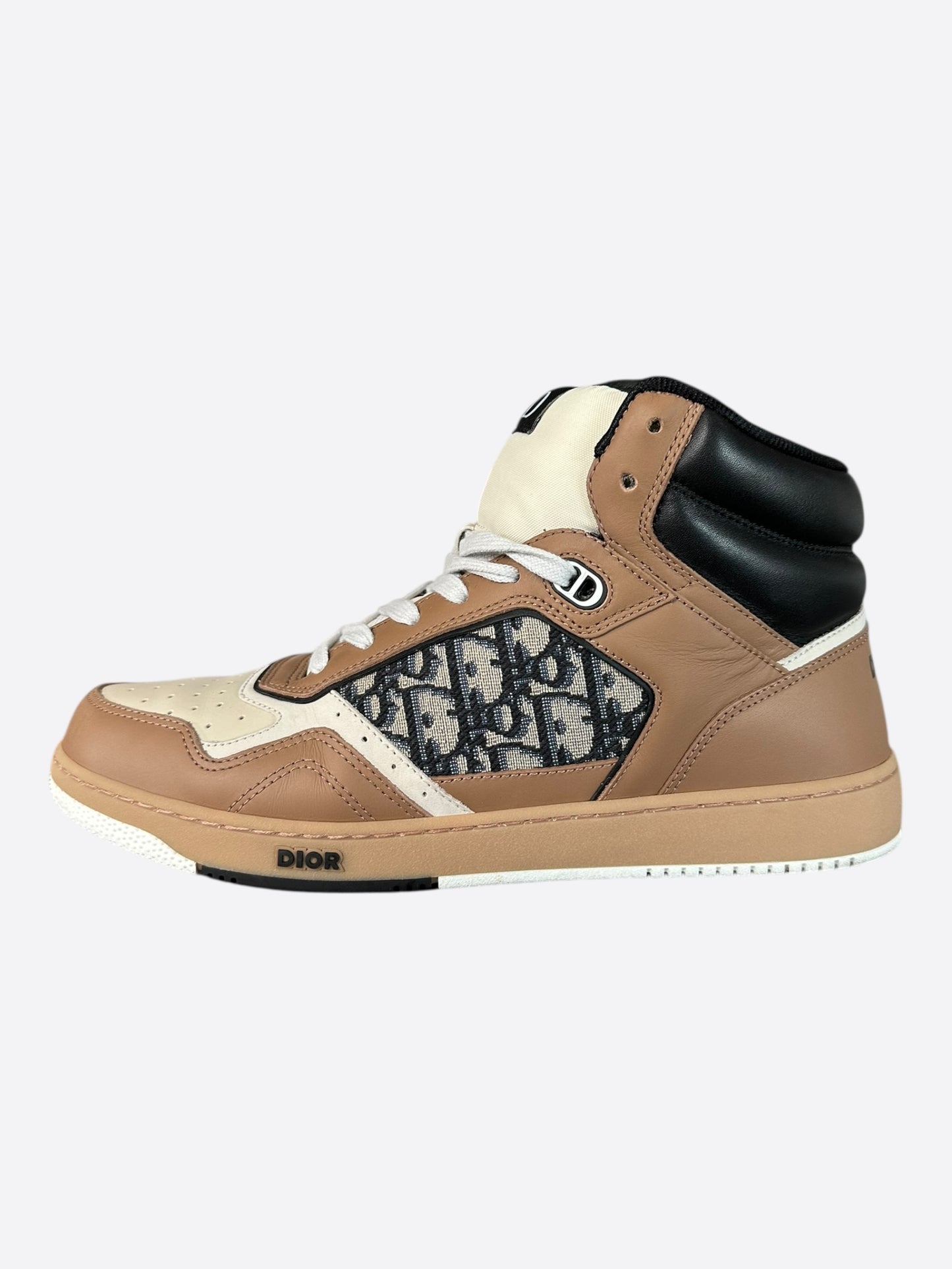 Dior Brown & White Oblique B27 High Top Sneakers