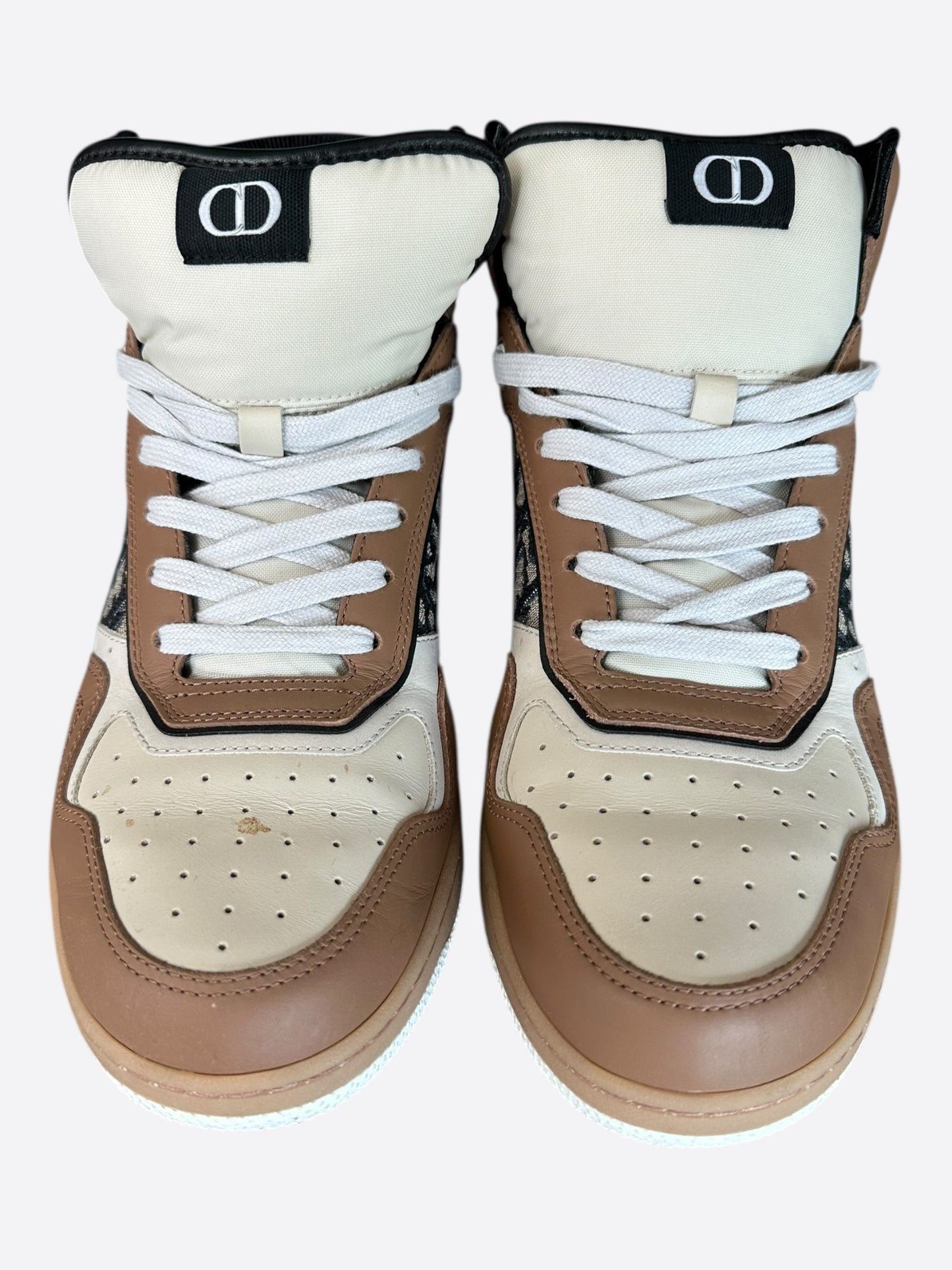 Dior Brown & White Oblique B27 High Top Sneakers