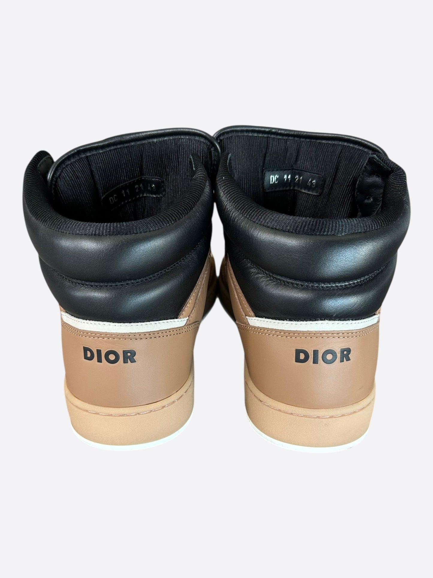 Dior Brown & White Oblique B27 High Top Sneakers