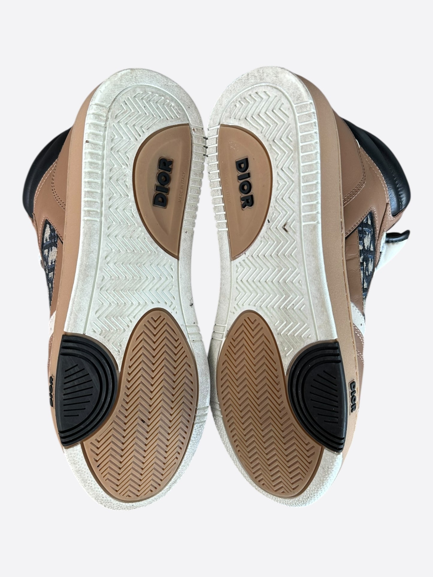 Dior Brown & White Oblique B27 High Top Sneakers