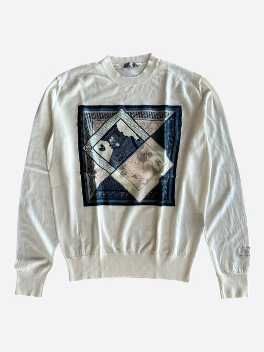Dior Kenny Scharf White & Multicolor Playing Cards Wool Sweater