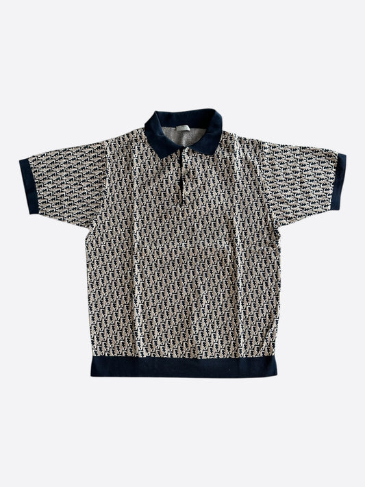 Dior Brown & Navy Oblique Polo T-Shirt
