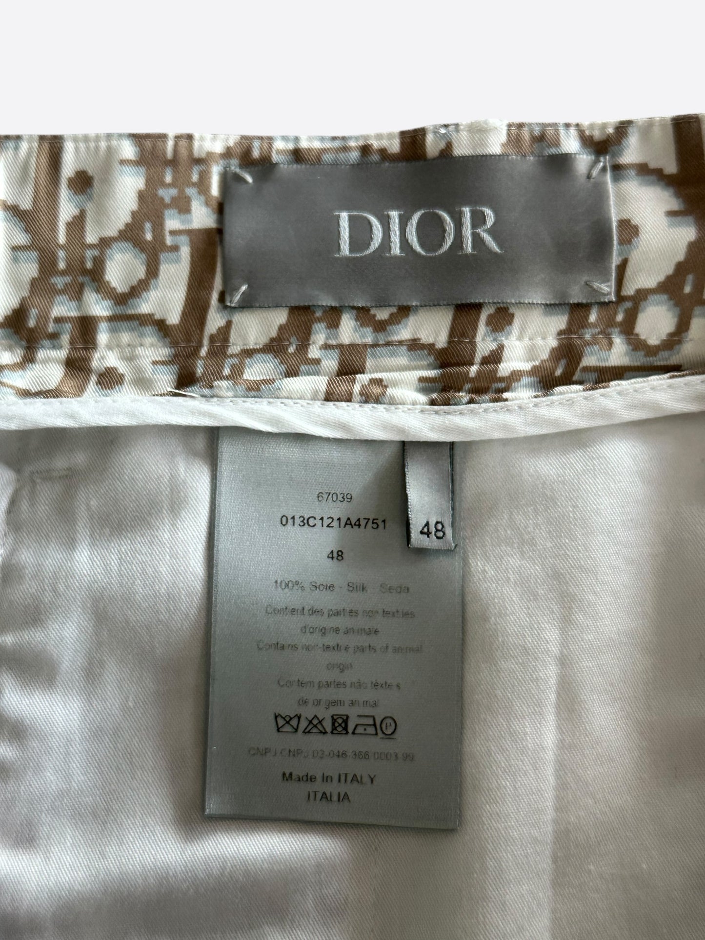 Dior Tan Oblique Silk Shorts