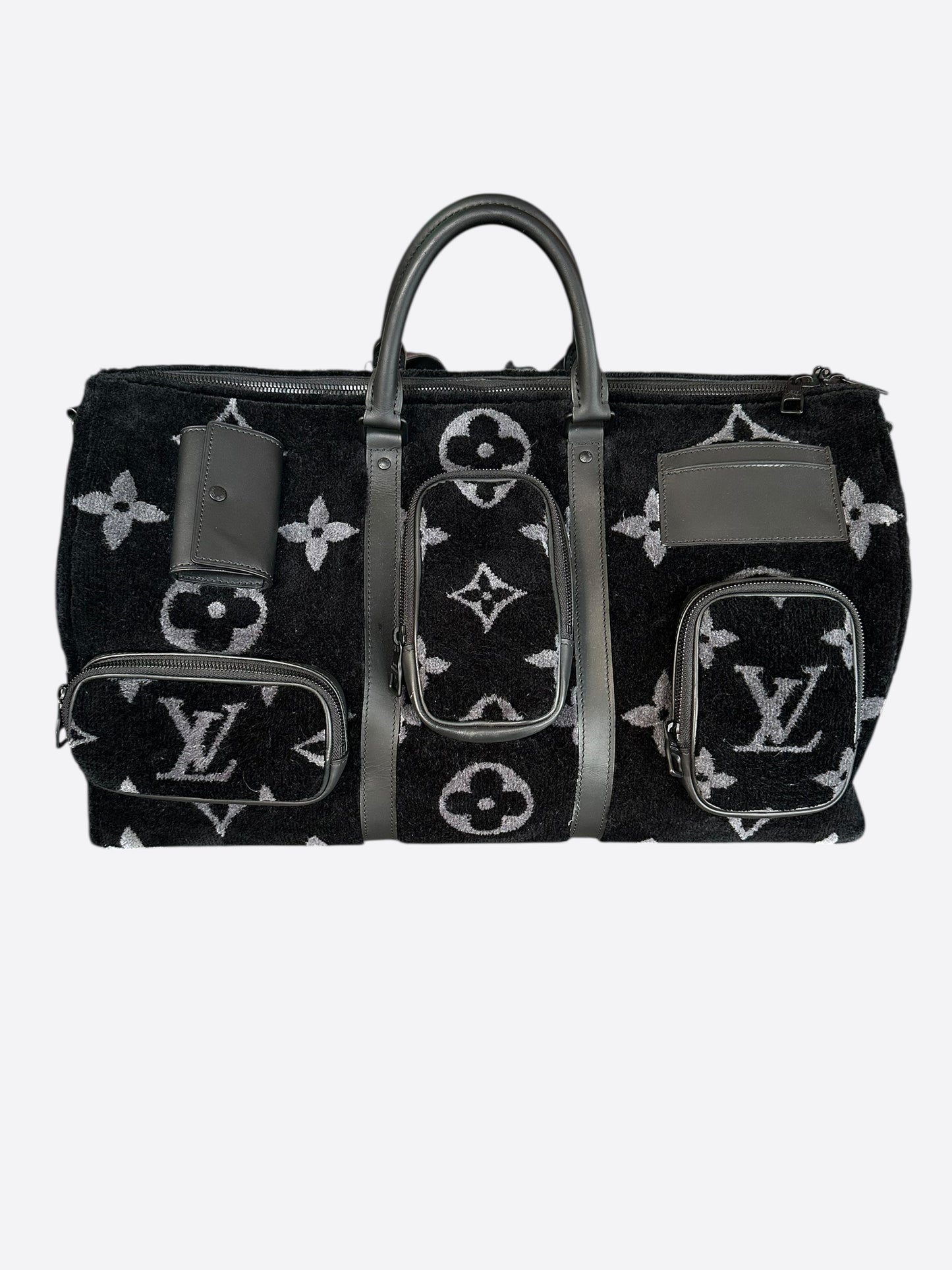 Louis Vuitton Black Monogram Tuffetage Keepall