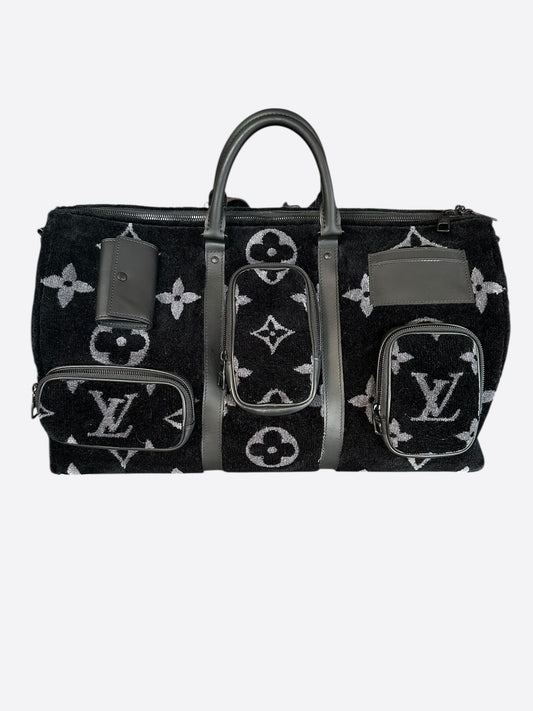 Louis Vuitton Black Monogram Tuffetage Keepall