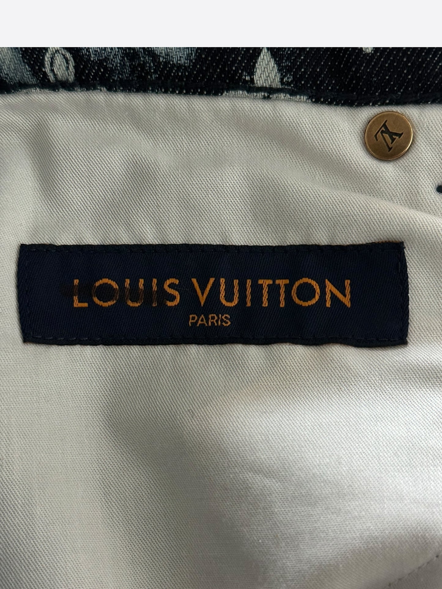 Louis Vuitton Blue Bleached Bandana Monogram Denim Shorts