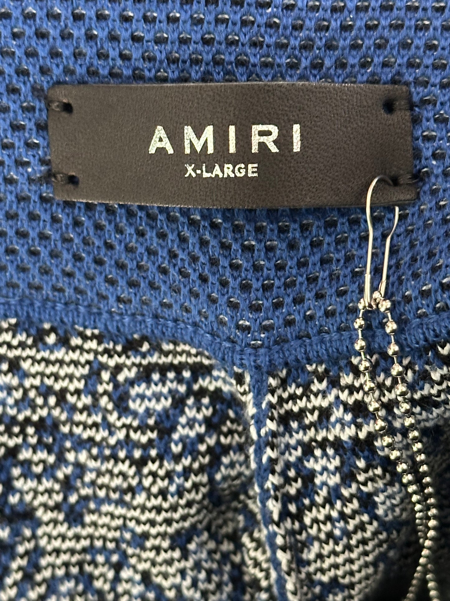 Amiri Blue & White Bandana Basketball MA Logo Shorts