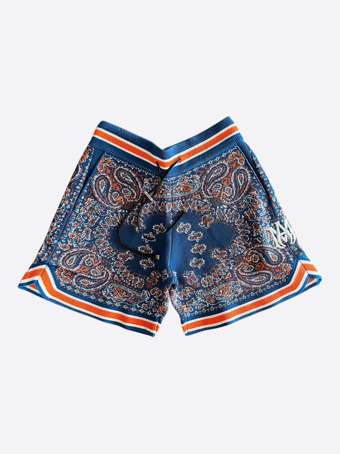 Amiri New York Exclusive Blue & Orange Bandana Basketball MA Logo Shorts