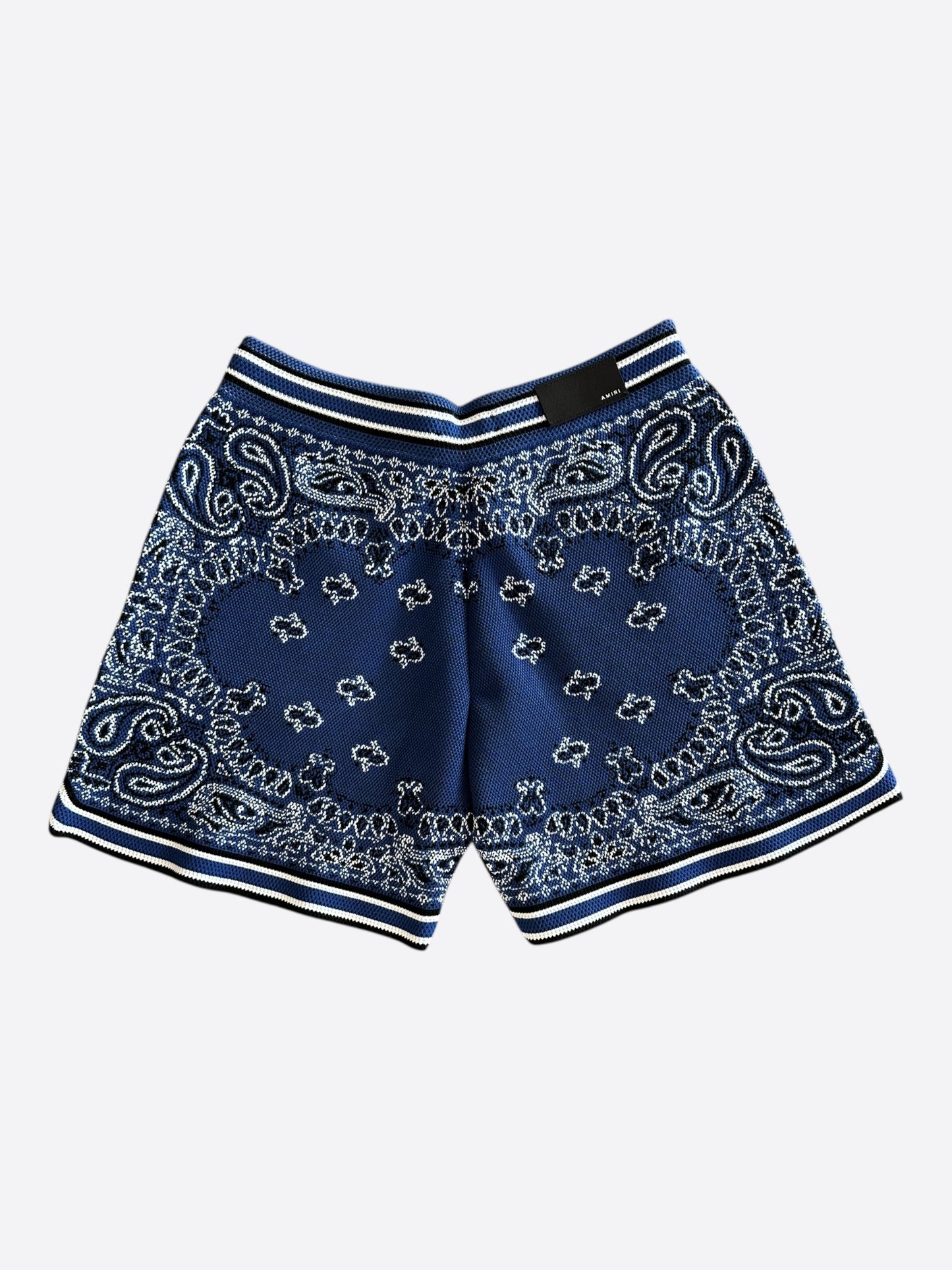 Amiri Blue & White Bandana Basketball MA Logo Shorts