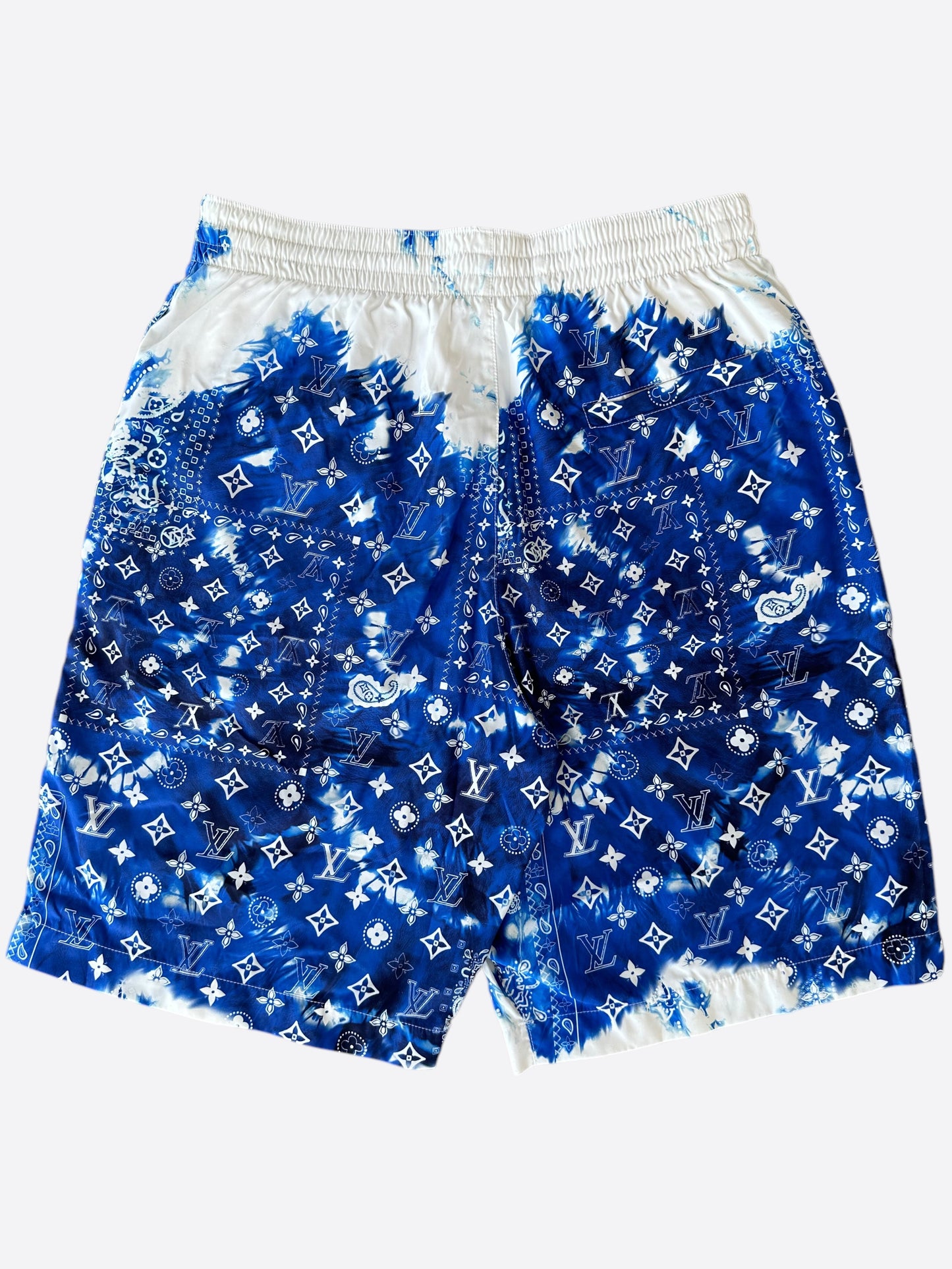 Louis Vuitton Blue Bleached Bandana Monogram Swim Shorts