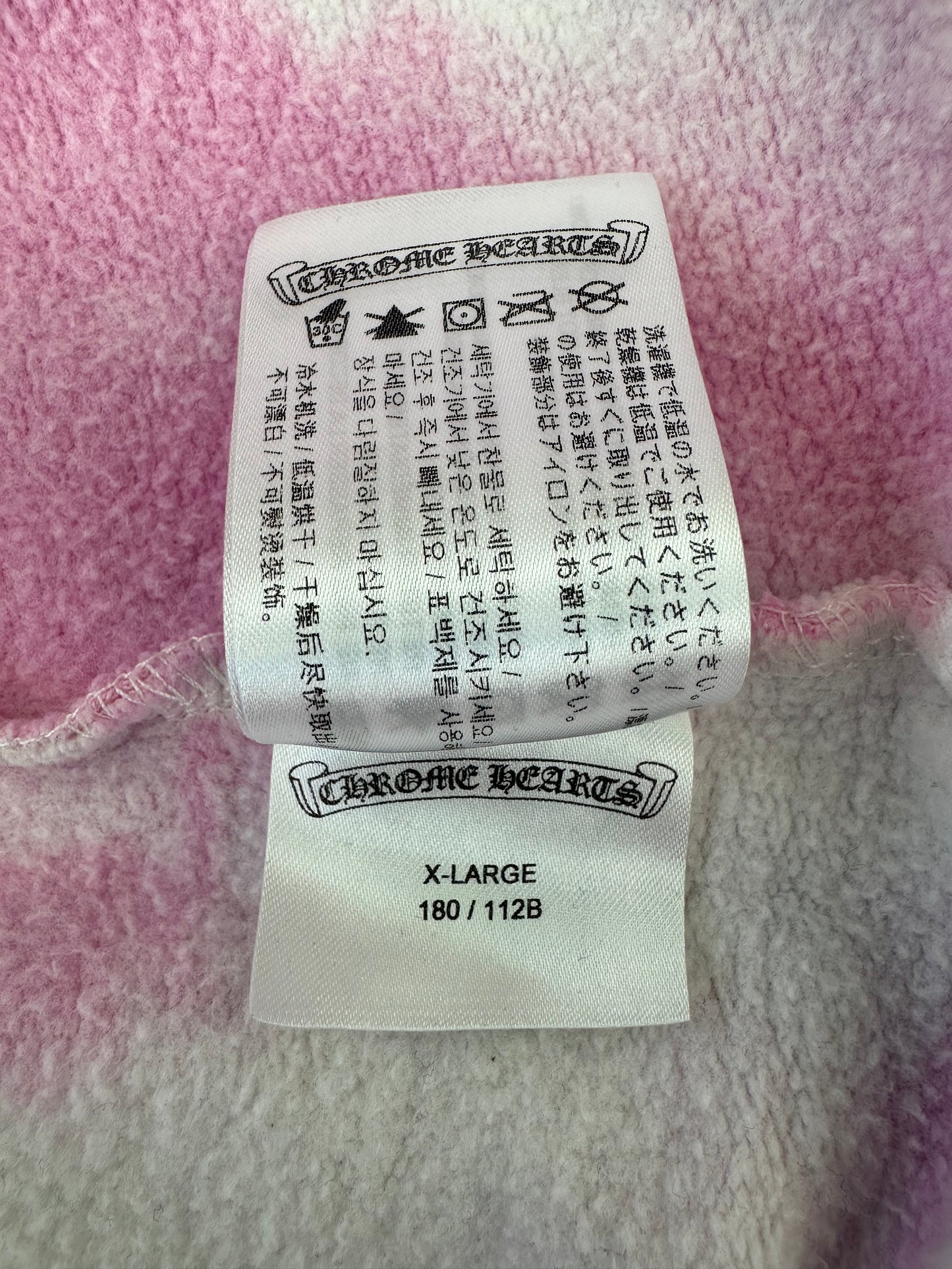 Chrome Hearts CVTVLIST Pink & White Tie-Dye Embroidered Zip Up Hoodie