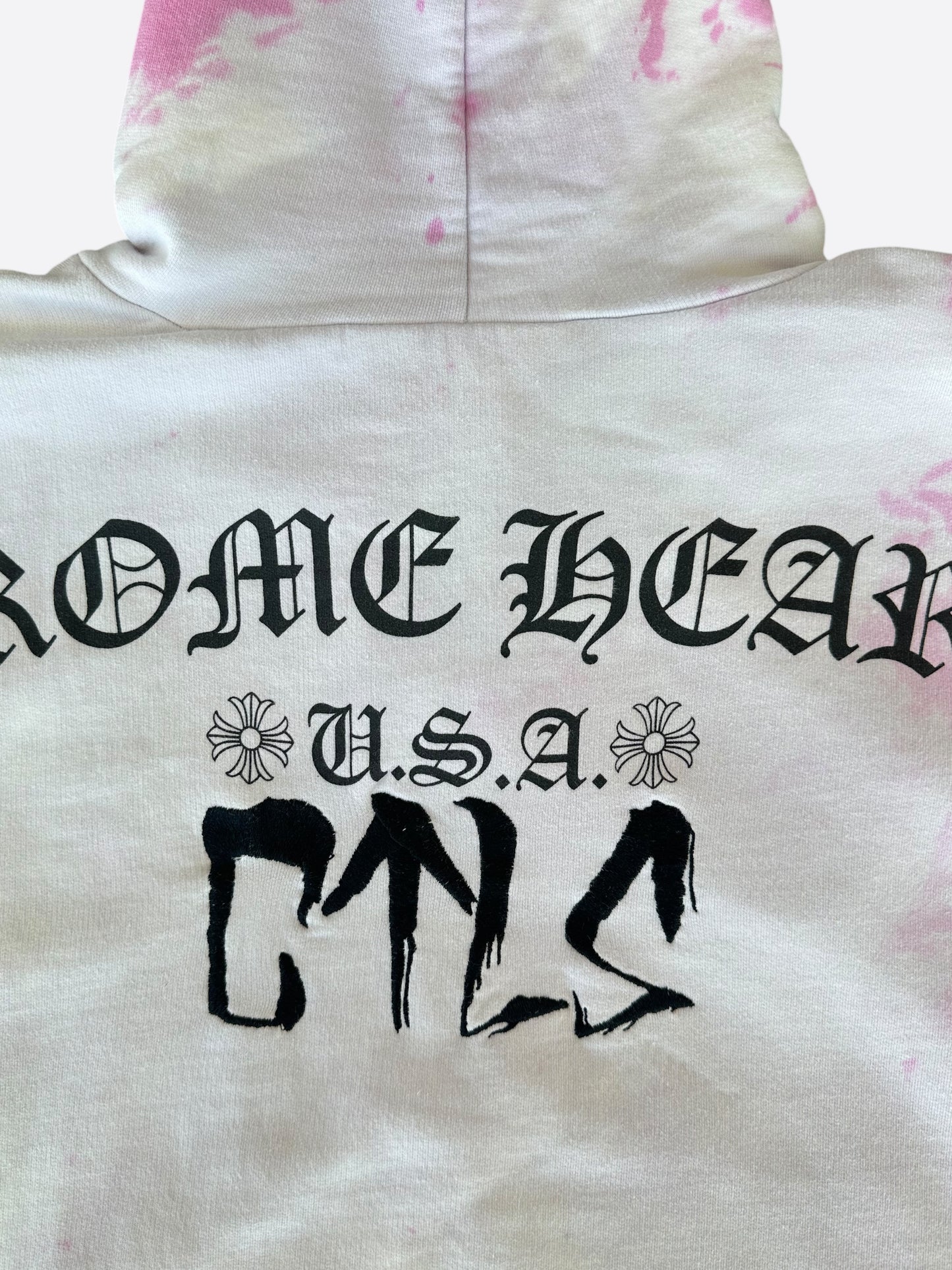 Chrome Hearts CVTVLIST Pink & White Tie-Dye Embroidered Zip Up Hoodie